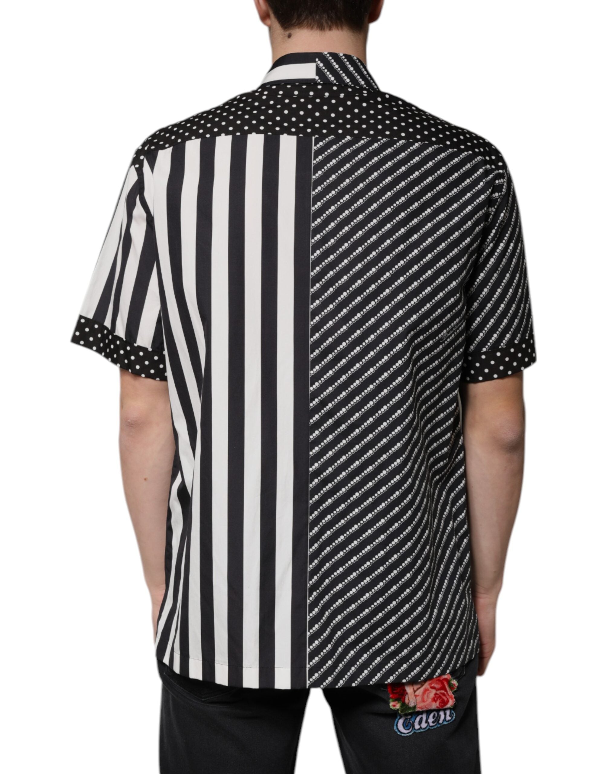 Dolce & Gabbana Black White Striped Button Down Casual Shirt -   -  Dolce & Gabbana.