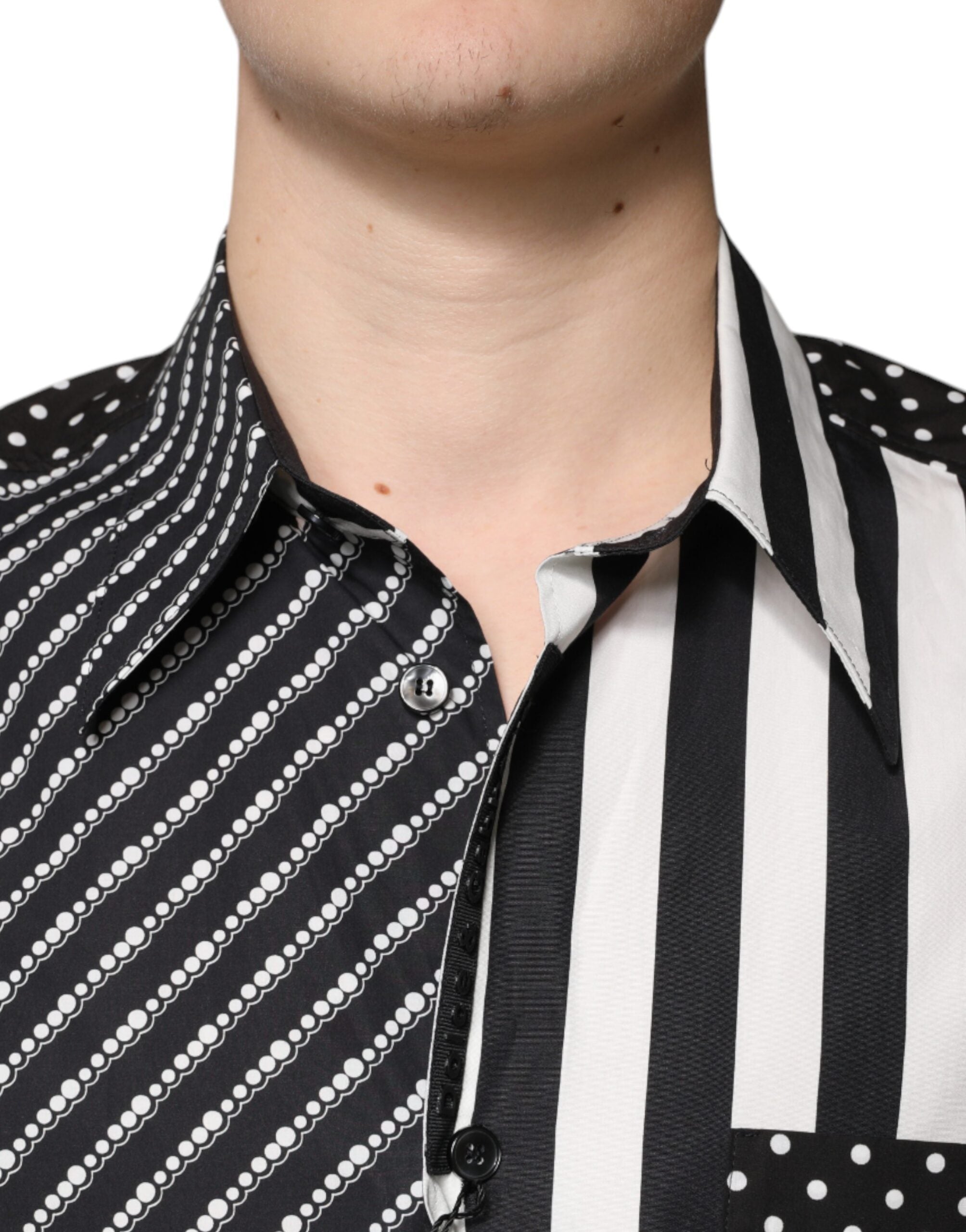 Dolce & Gabbana Black White Striped Button Down Casual Shirt -   -  Dolce & Gabbana.