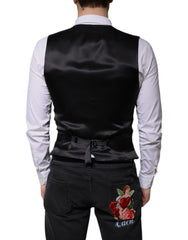 Dolce & Gabbana Black Wool Formal Dress Men Waistcoat Vest -   -  Dolce & Gabbana.