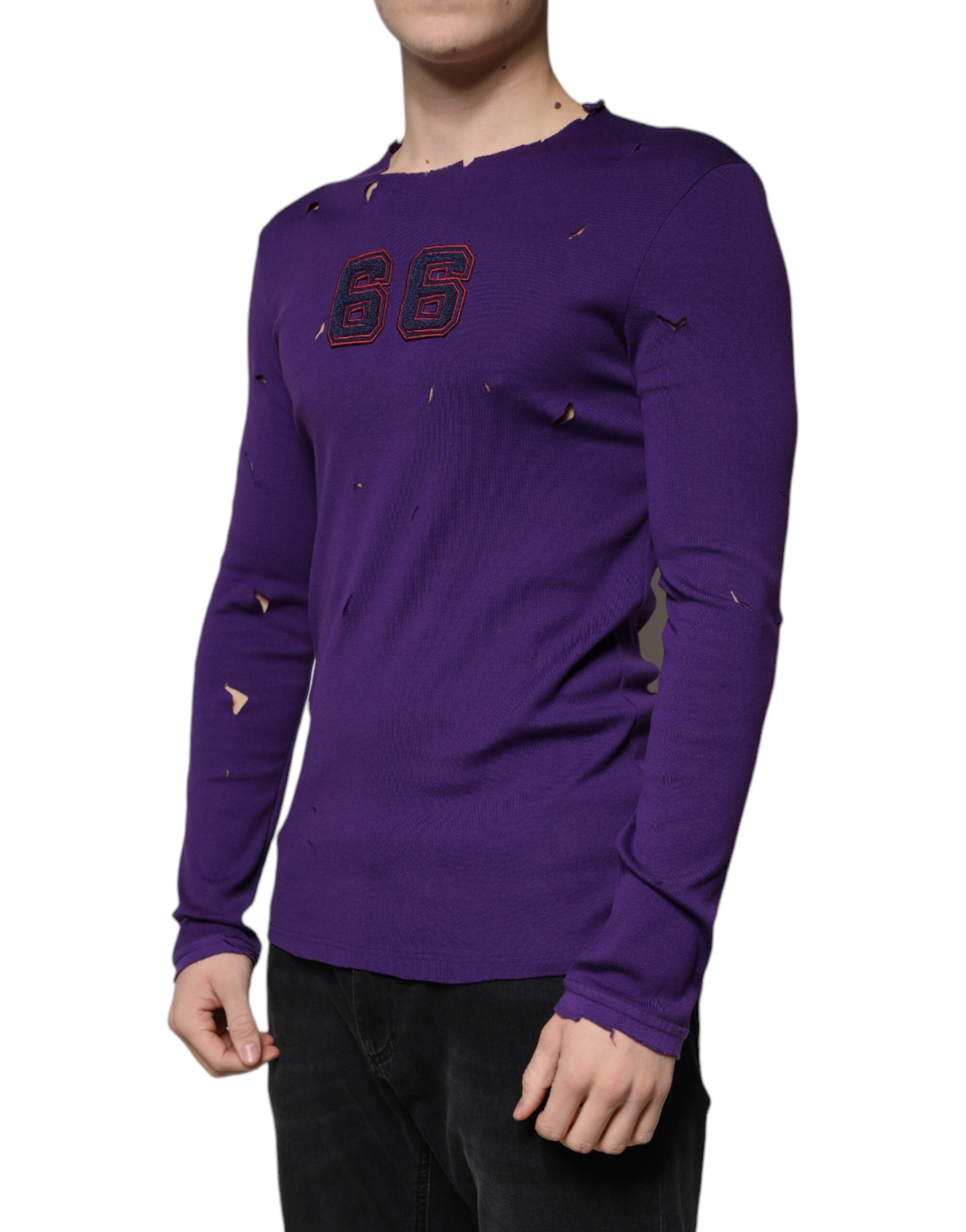 Dolce & Gabbana Purple Cotton Round Neck Pullover Men Sweater -   -  Dolce & Gabbana.