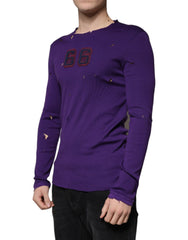 Dolce & Gabbana Purple Cotton Round Neck Pullover Men Sweater -   -  Dolce & Gabbana.