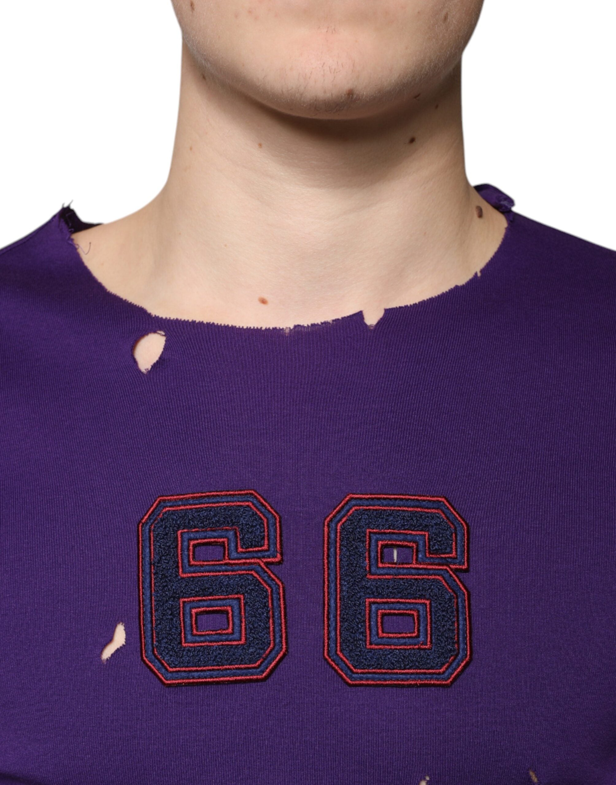 Dolce & Gabbana Purple Cotton Round Neck Pullover Men Sweater -   -  Dolce & Gabbana.