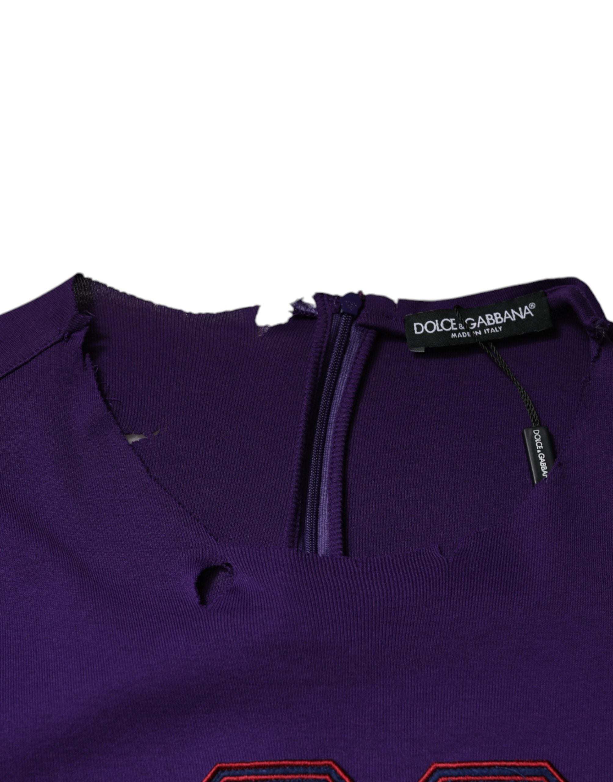 Dolce & Gabbana Purple Cotton Round Neck Pullover Men Sweater -   -  Dolce & Gabbana.