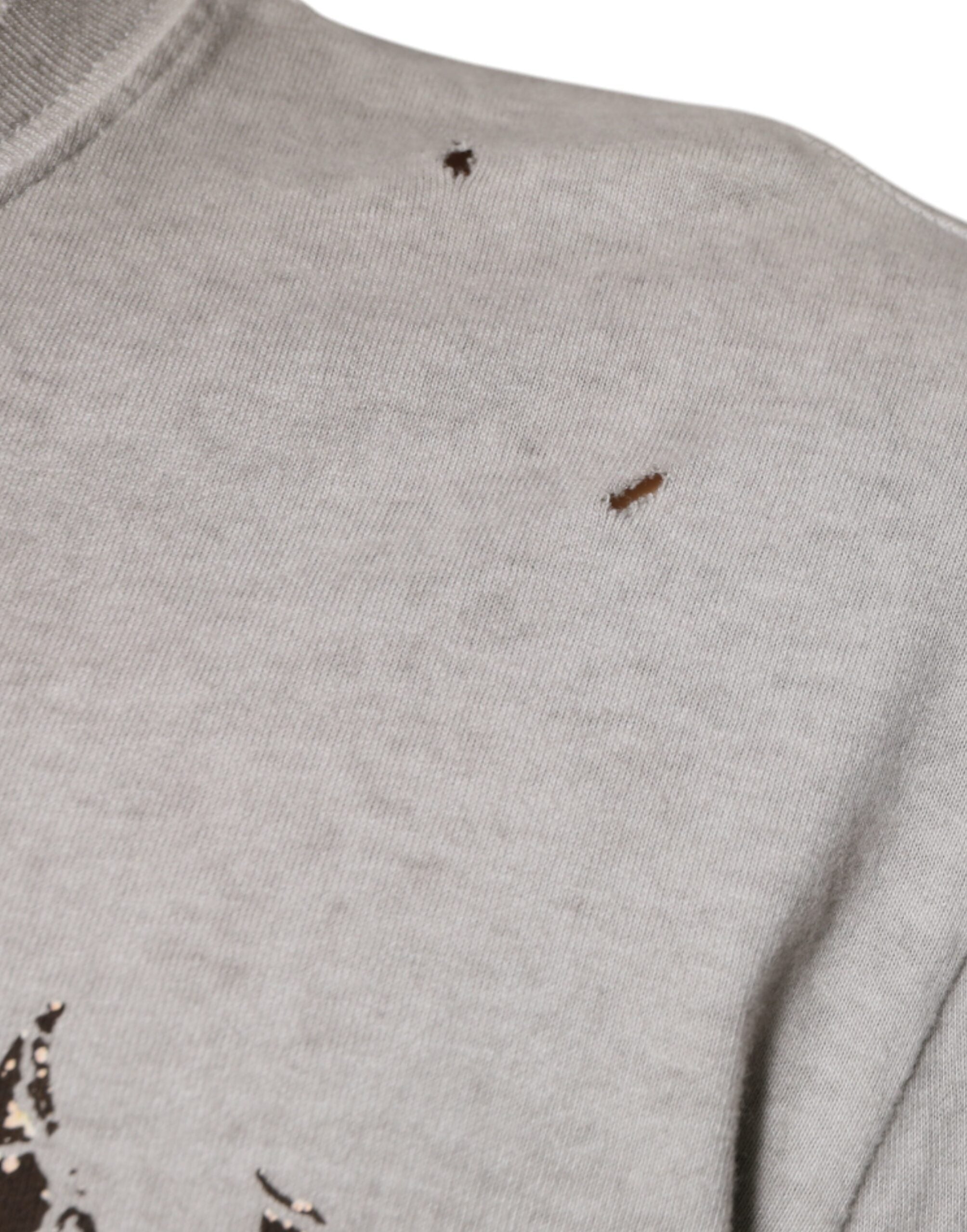 Dolce & Gabbana Gray Printed Cotton Crewneck Pullover Sweater -   -  Dolce & Gabbana.