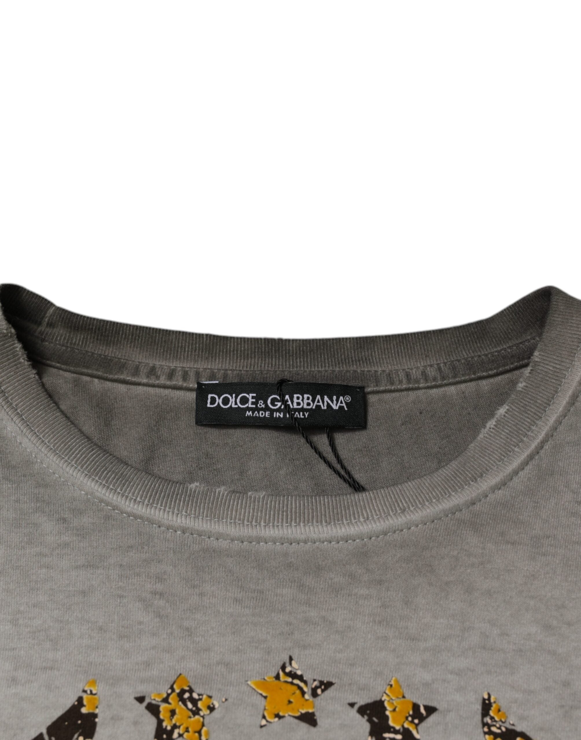 Dolce & Gabbana Gray Printed Cotton Crewneck Pullover Sweater -   -  Dolce & Gabbana.