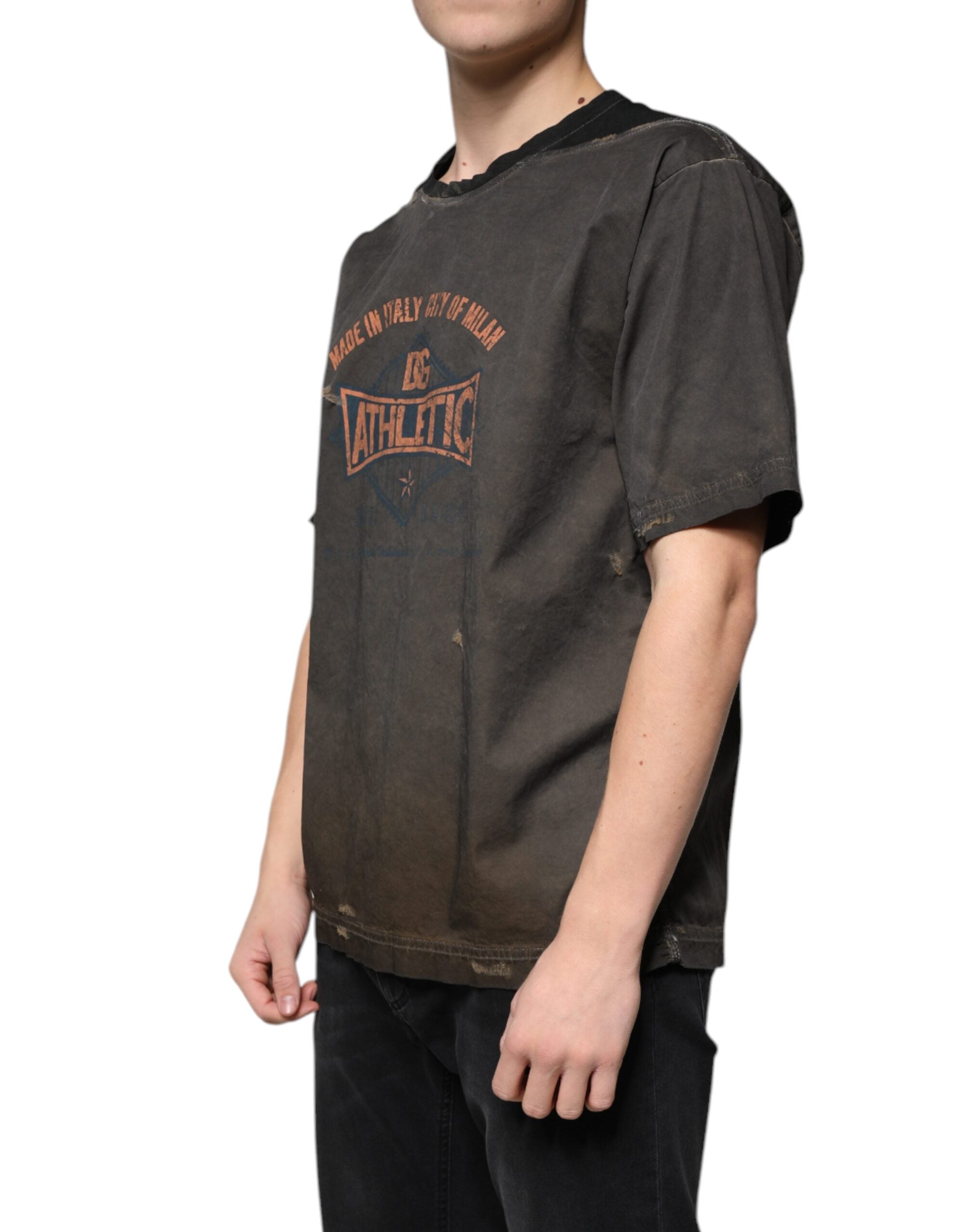 Dolce & Gabbana Brown Graphic Print Cotton Round Neck T-shirt -   -  Dolce & Gabbana.