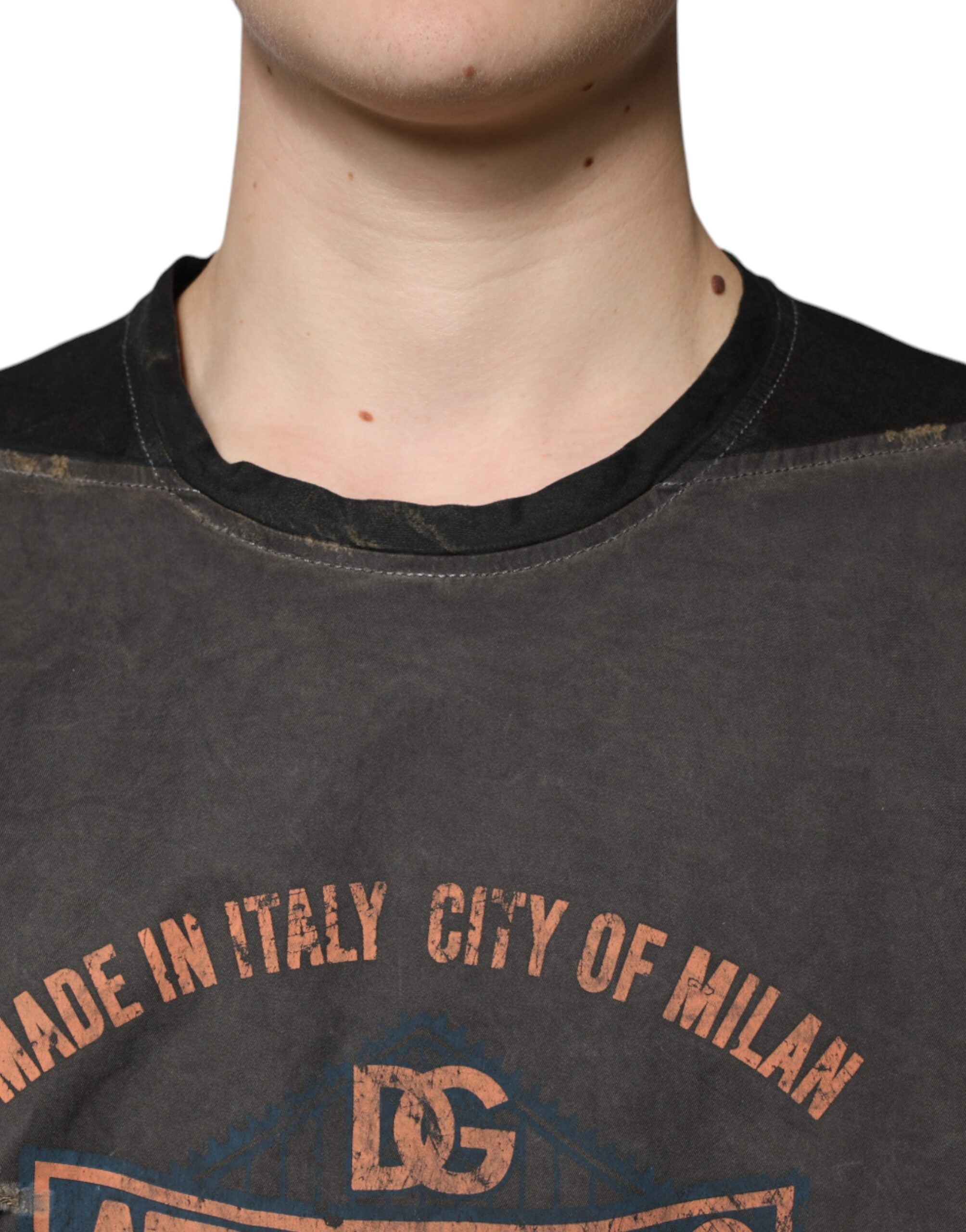Dolce & Gabbana Brown Graphic Print Cotton Round Neck T-shirt -   -  Dolce & Gabbana.