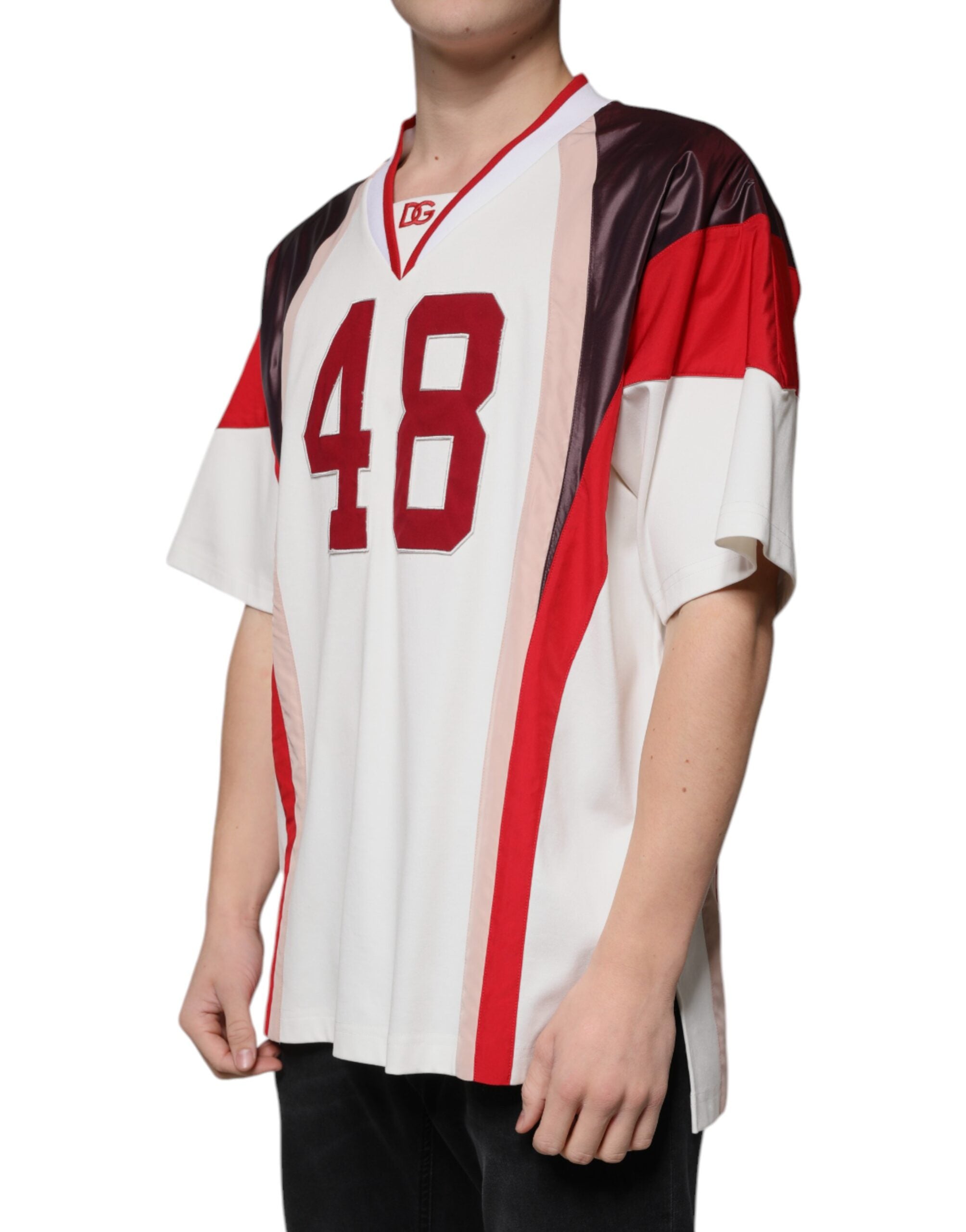 Dolce & Gabbana Multicolor Logo Jersey Cotton V-neck T-shirt -   -  Dolce & Gabbana.