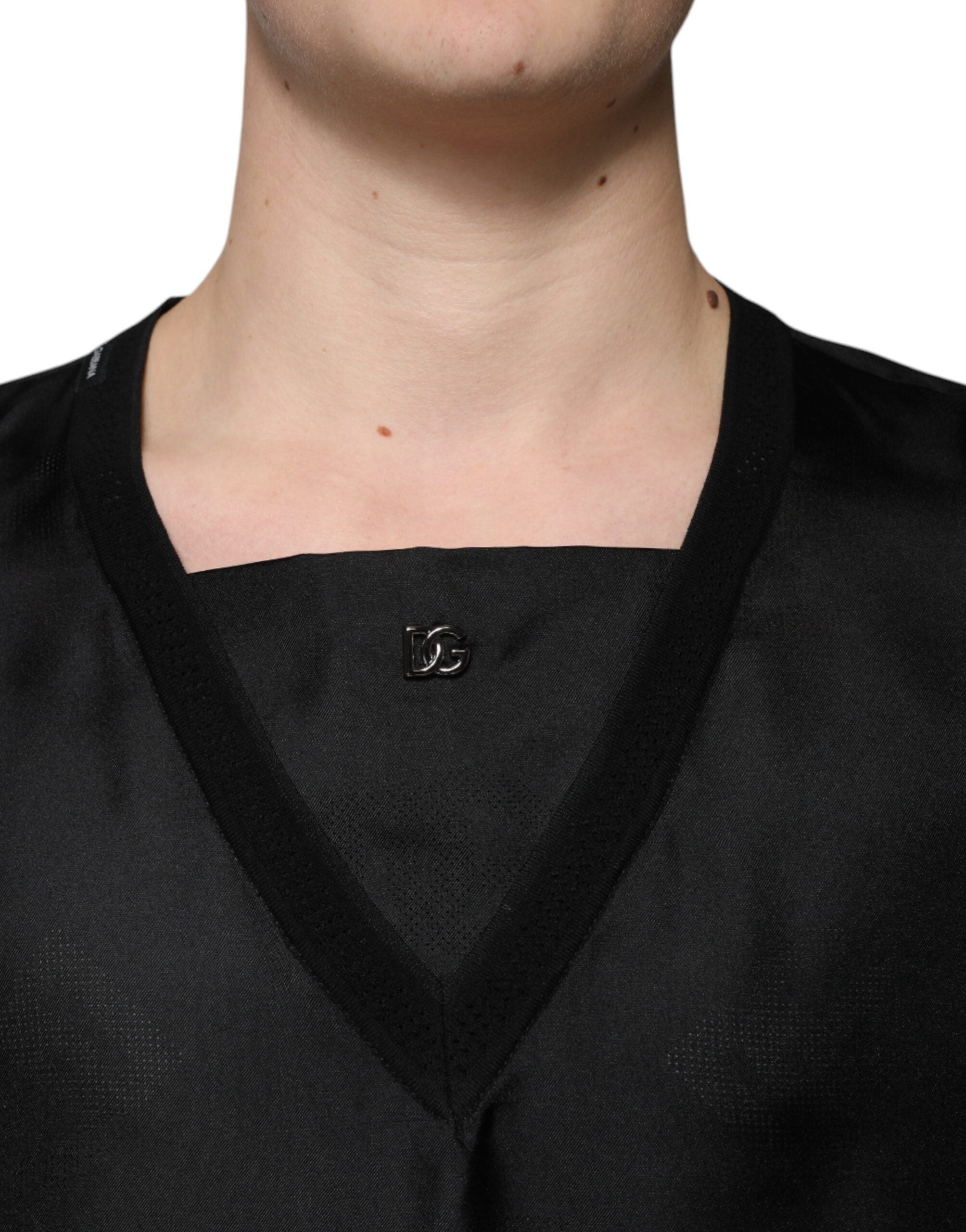 Dolce & Gabbana Black Cotton Square Neck Short Sleeve T-shirt -   -  Dolce & Gabbana.