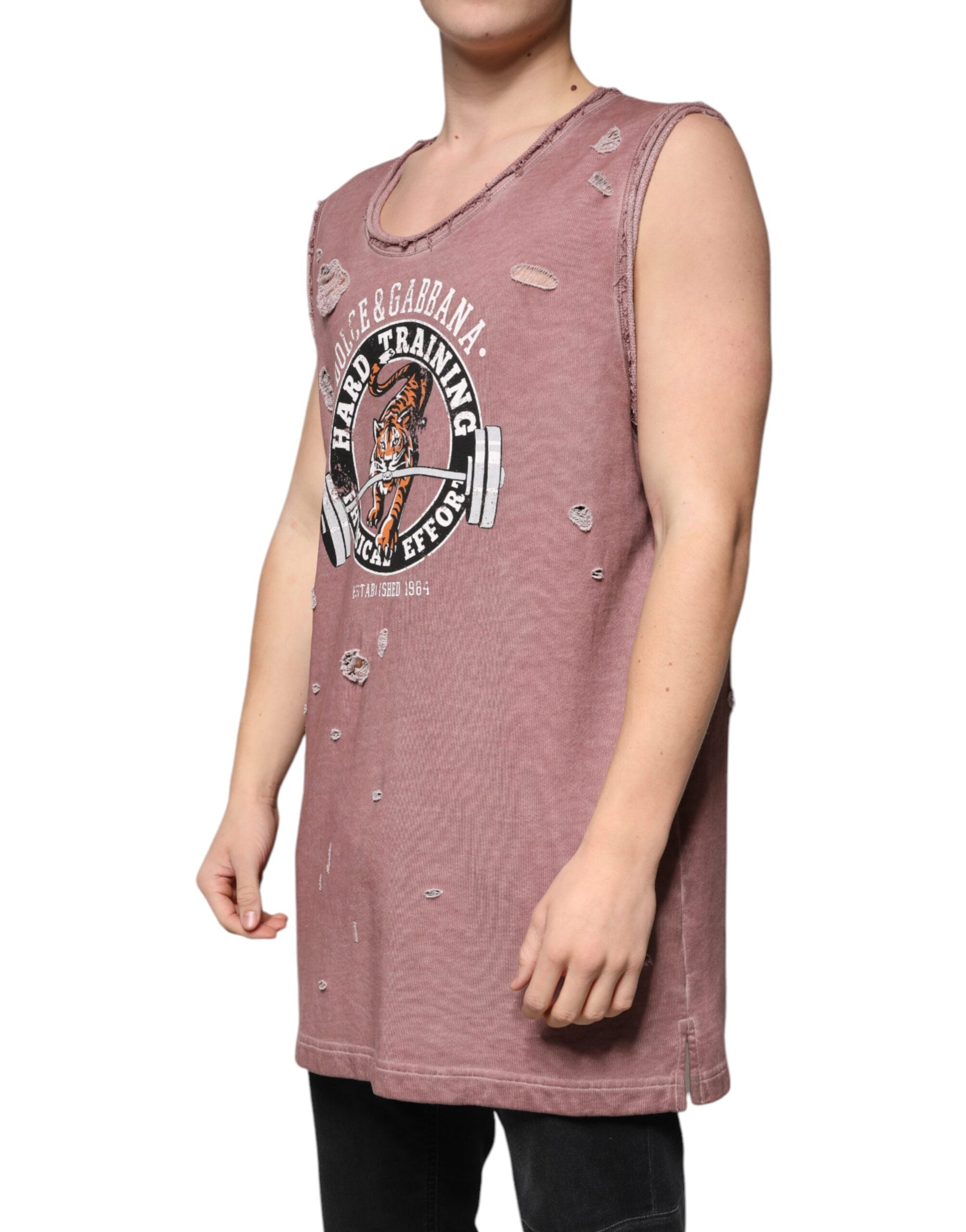 Dolce & Gabbana Brown Cotton Round Neck Sleeveless T-shirt -   -  Dolce & Gabbana.