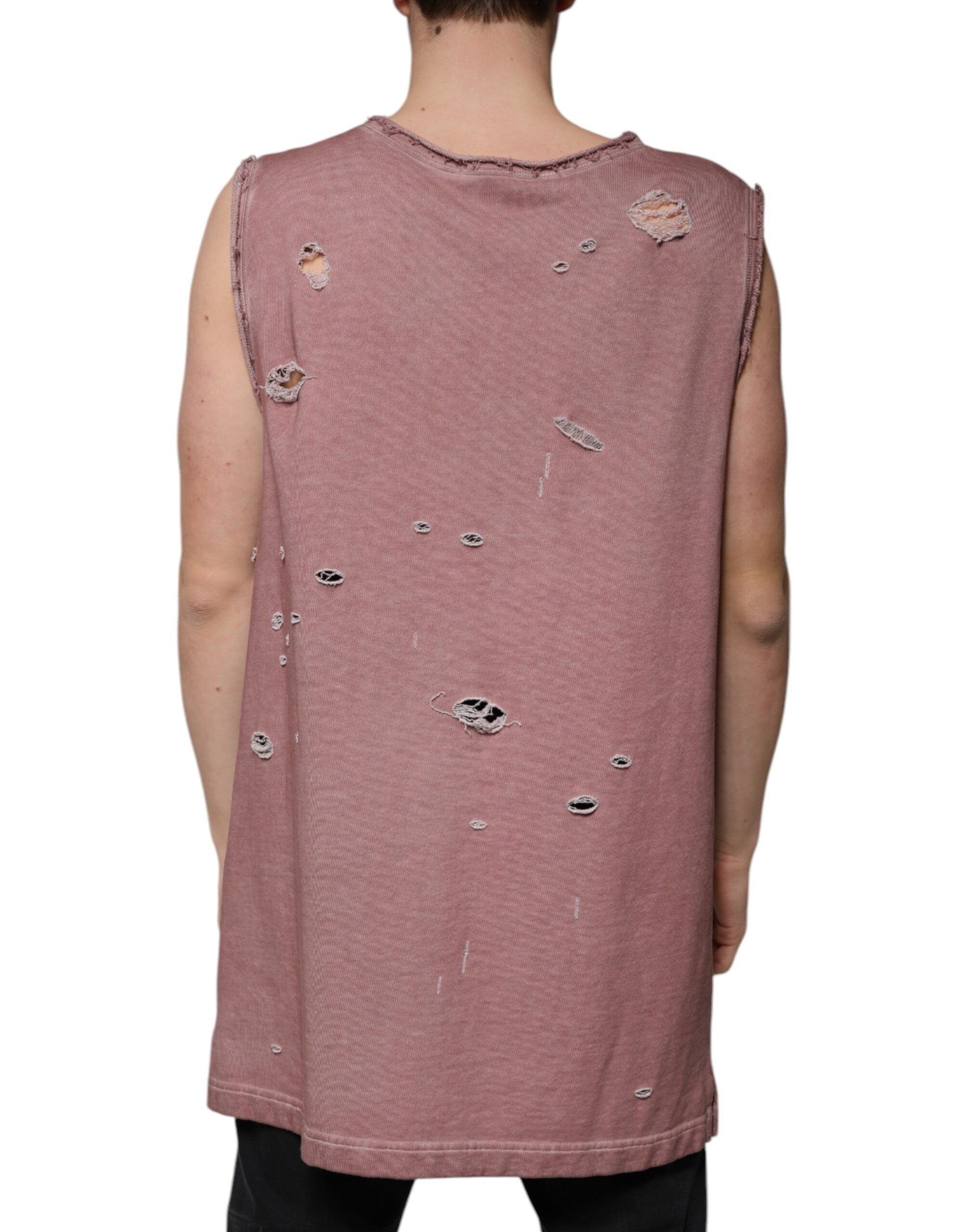 Dolce & Gabbana Brown Cotton Round Neck Sleeveless T-shirt -   -  Dolce & Gabbana.