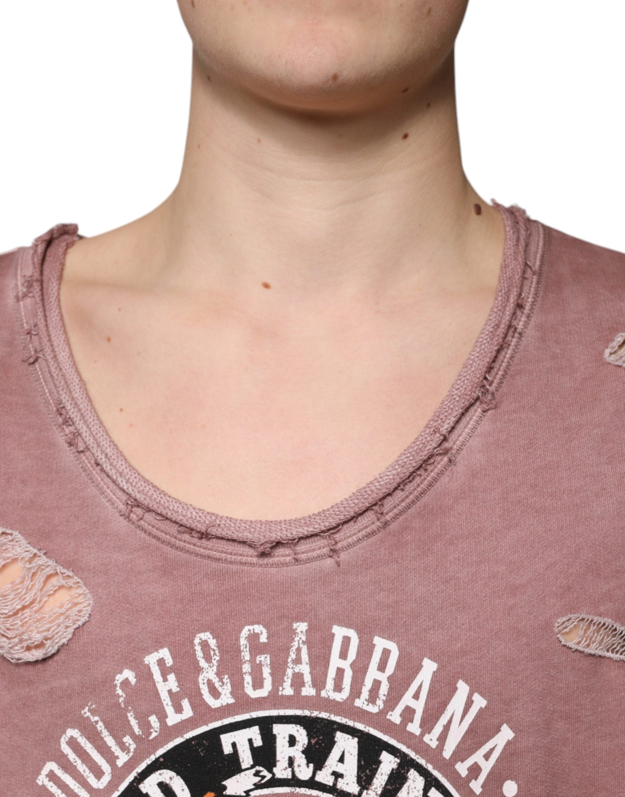 Dolce & Gabbana Brown Cotton Round Neck Sleeveless T-shirt -   -  Dolce & Gabbana.