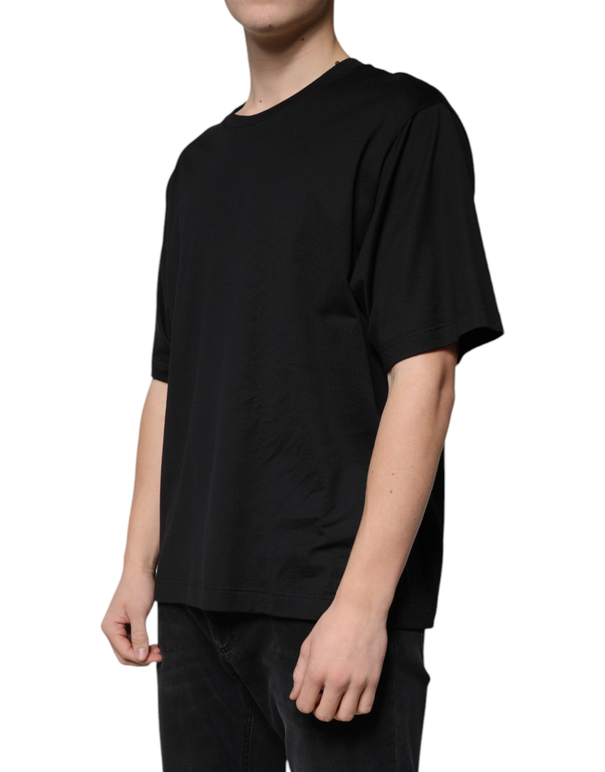 Dolce & Gabbana Black Cotton Crew Neck Short Sleeves T-shirt -   -  Dolce & Gabbana.