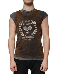 Dolce & Gabbana Brown Cotton Crew Neck Sleeveless T-shirt -   -  Dolce & Gabbana.