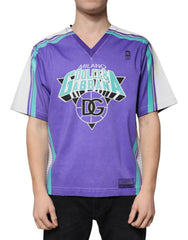 Dolce & Gabbana Purple Logo Jersey Cotton V-neck T-shirt -   -  Dolce & Gabbana.