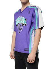 Dolce & Gabbana Purple Logo Jersey Cotton V-neck T-shirt -   -  Dolce & Gabbana.