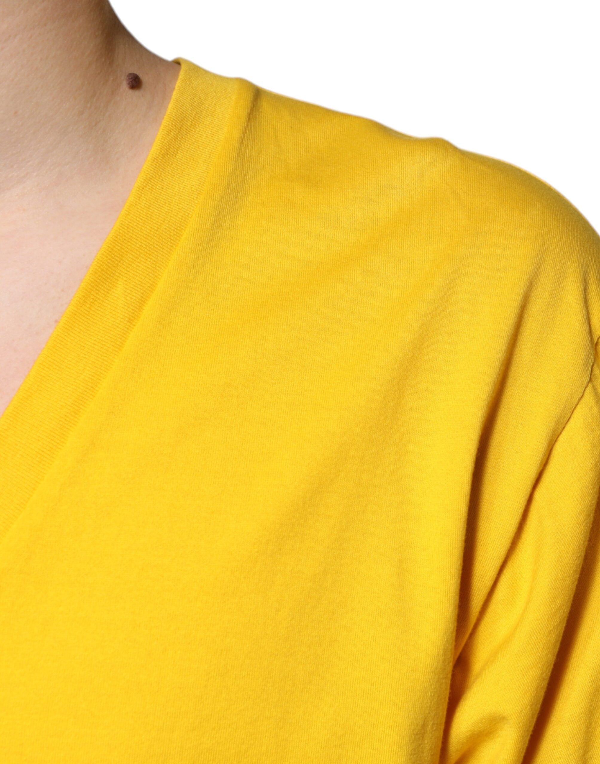 Dolce & Gabbana Yellow Cotton V-neck Short Sleeves T-shirt -   -  Dolce & Gabbana.