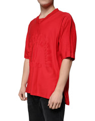 Dolce & Gabbana Red Cotton V-neck Short Sleeves T-shirt -   -  Dolce & Gabbana.