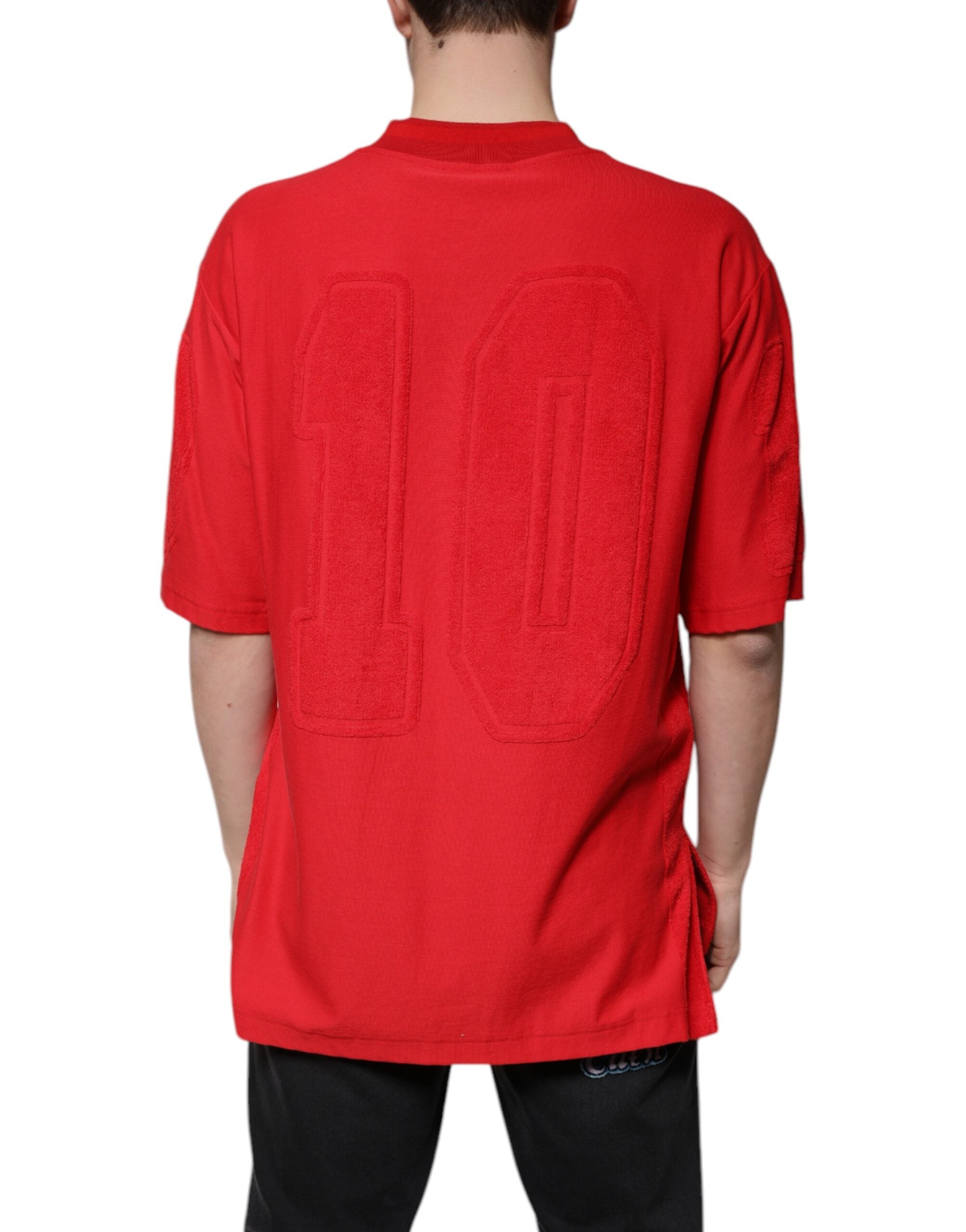 Dolce & Gabbana Red Cotton V-neck Short Sleeves T-shirt -   -  Dolce & Gabbana.