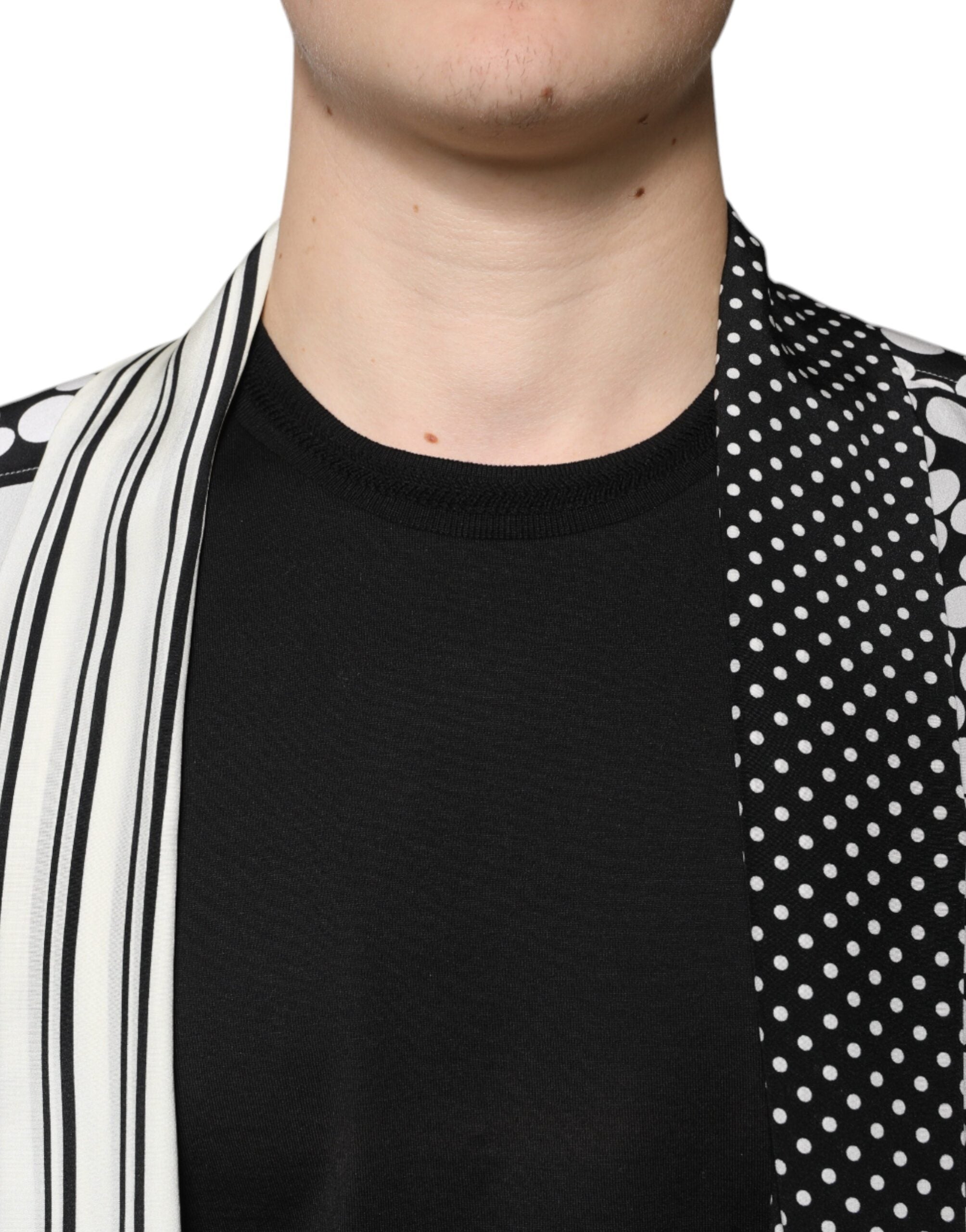 Dolce & Gabbana Black White Polka Dots Silk Men Casual Shirt -   -  Dolce & Gabbana.