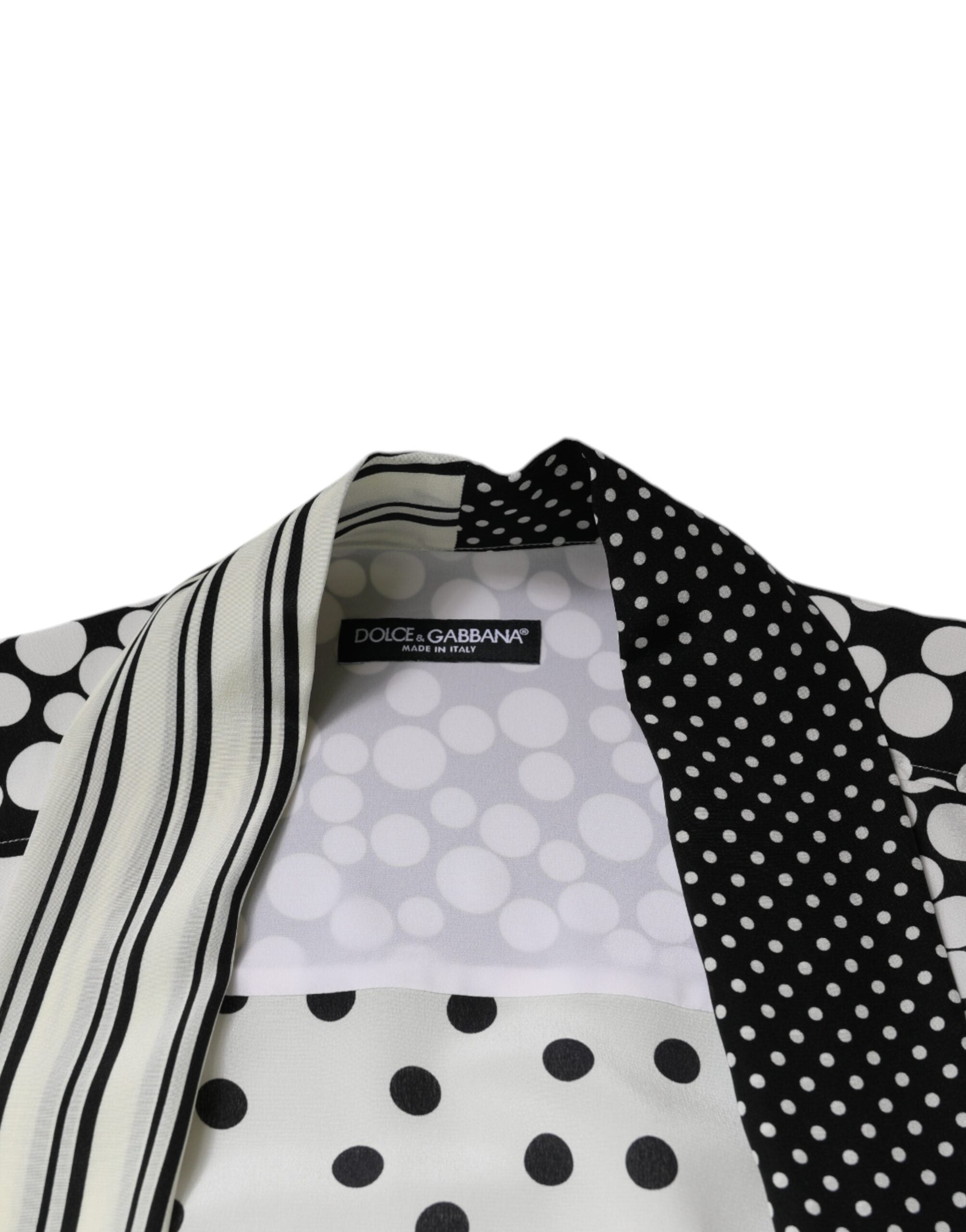 Dolce & Gabbana Black White Polka Dots Silk Men Casual Shirt -   -  Dolce & Gabbana.