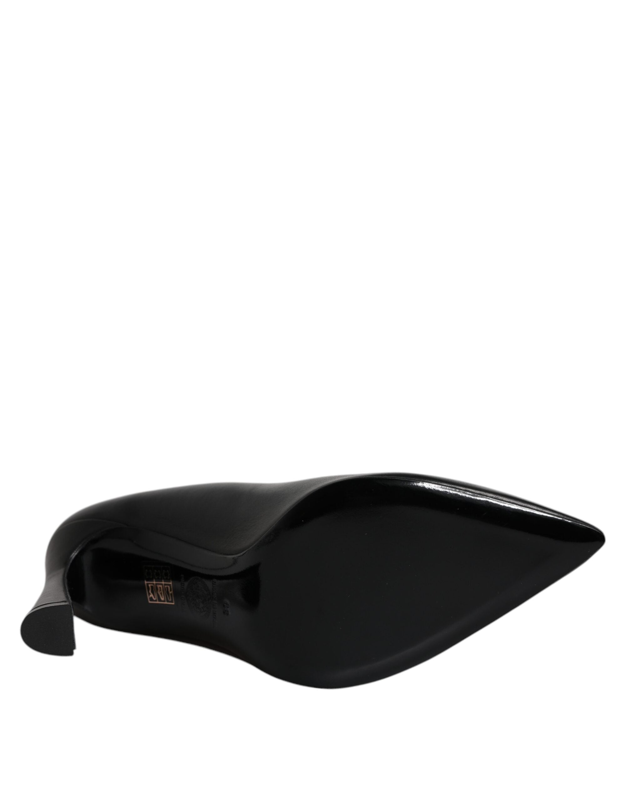 Versace Black Leather Logo Plaque High Heels Pumps Shoes -   -  Versace.