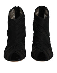 Dolce & Gabbana Black Mesh Stiletto Heels Ankle Boots Shoes -   -  Dolce & Gabbana.