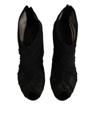 Dolce & Gabbana Black Mesh Stiletto Heels Ankle Boots Shoes -   -  Dolce & Gabbana.