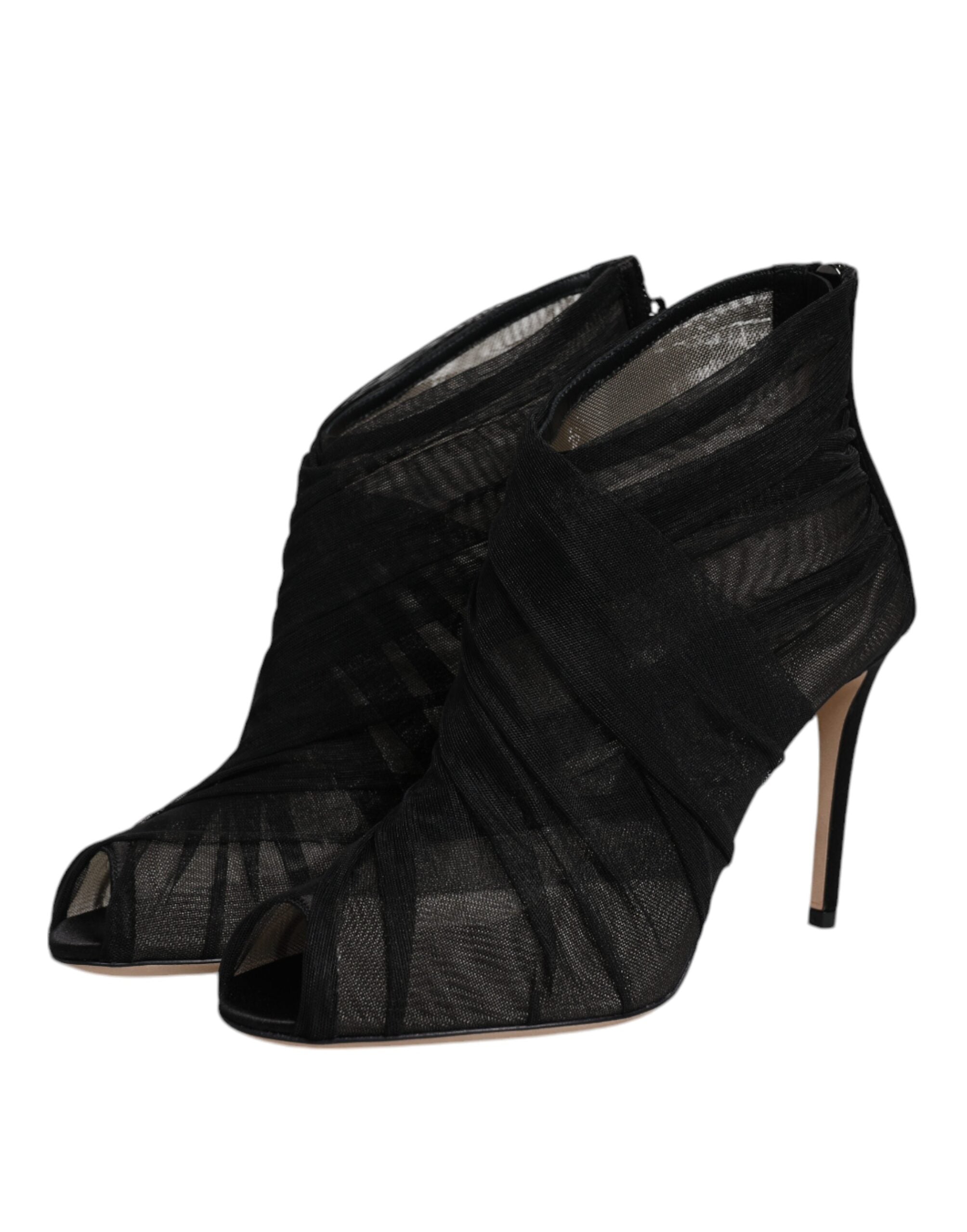Dolce & Gabbana Black Mesh Stiletto Heels Ankle Boots Shoes -   -  Dolce & Gabbana.