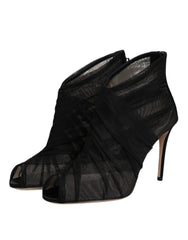 Dolce & Gabbana Black Mesh Stiletto Heels Ankle Boots Shoes -   -  Dolce & Gabbana.