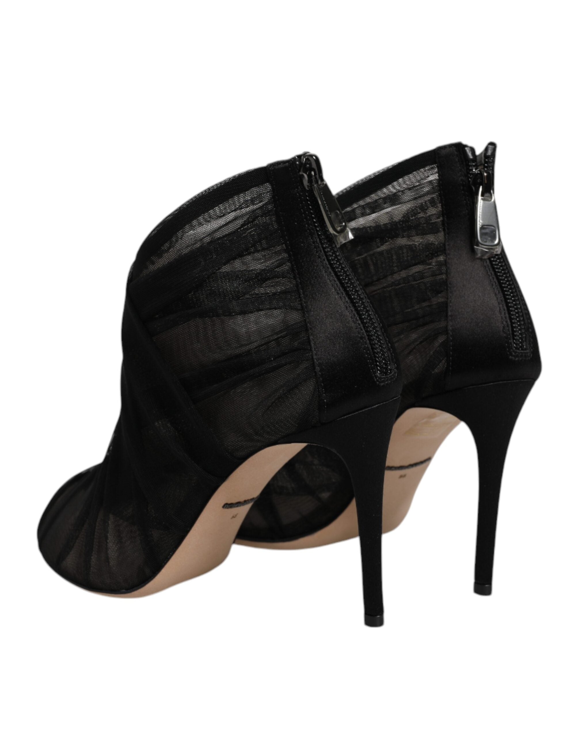 Dolce & Gabbana Black Mesh Stiletto Heels Ankle Boots Shoes -   -  Dolce & Gabbana.