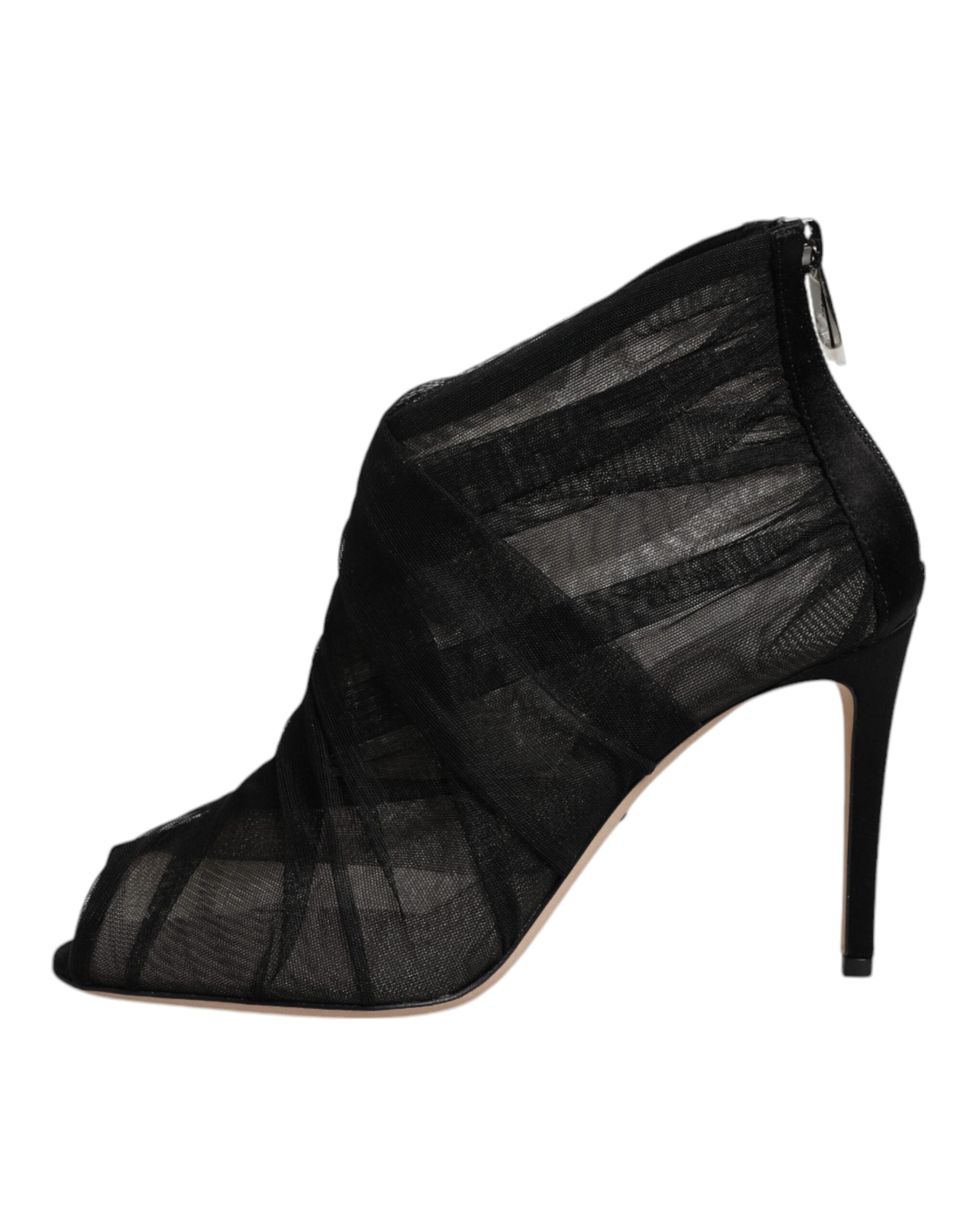 Dolce & Gabbana Black Mesh Stiletto Heels Ankle Boots Shoes -   -  Dolce & Gabbana.