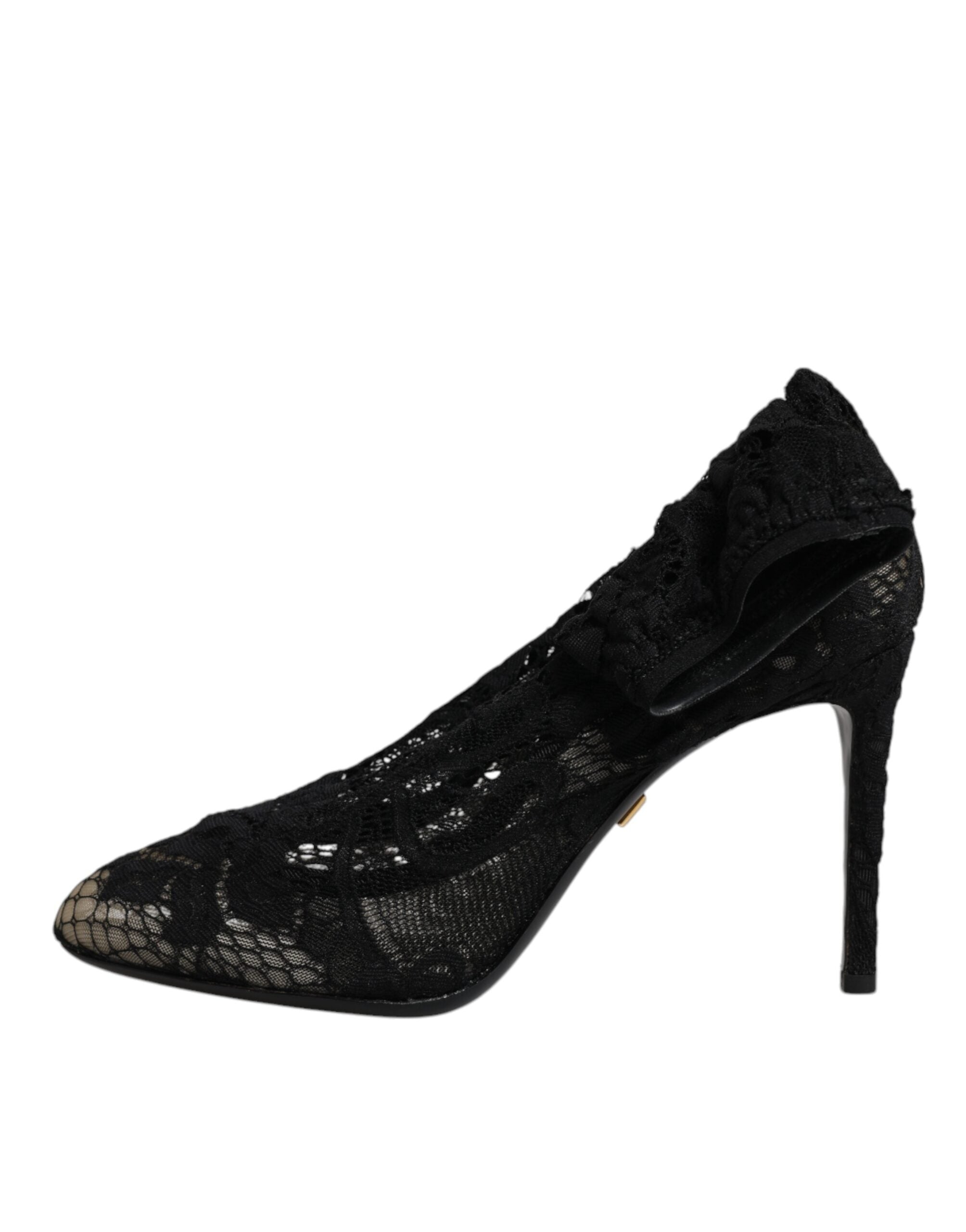 Dolce & Gabbana Black Lace Stretch Heels Mid Calf Boots Shoes -   -  Dolce & Gabbana.