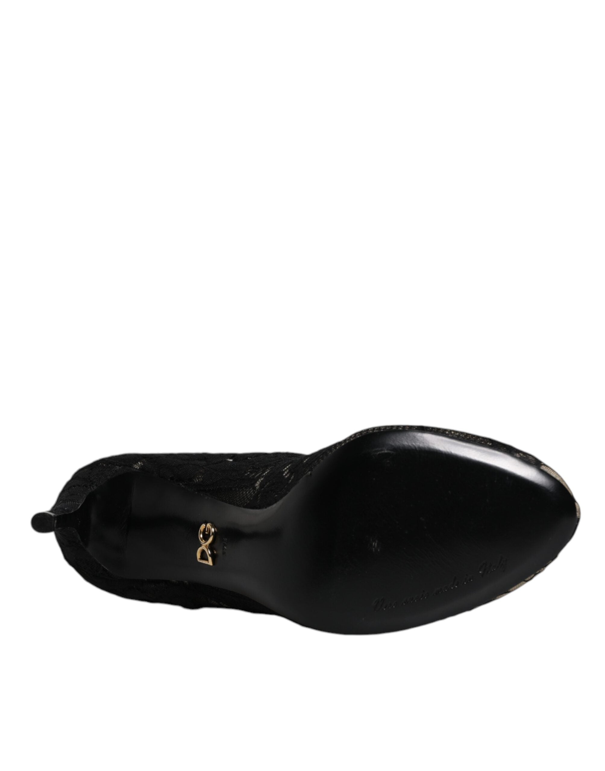 Dolce & Gabbana Black Lace Stretch Heels Mid Calf Boots Shoes -   -  Dolce & Gabbana.