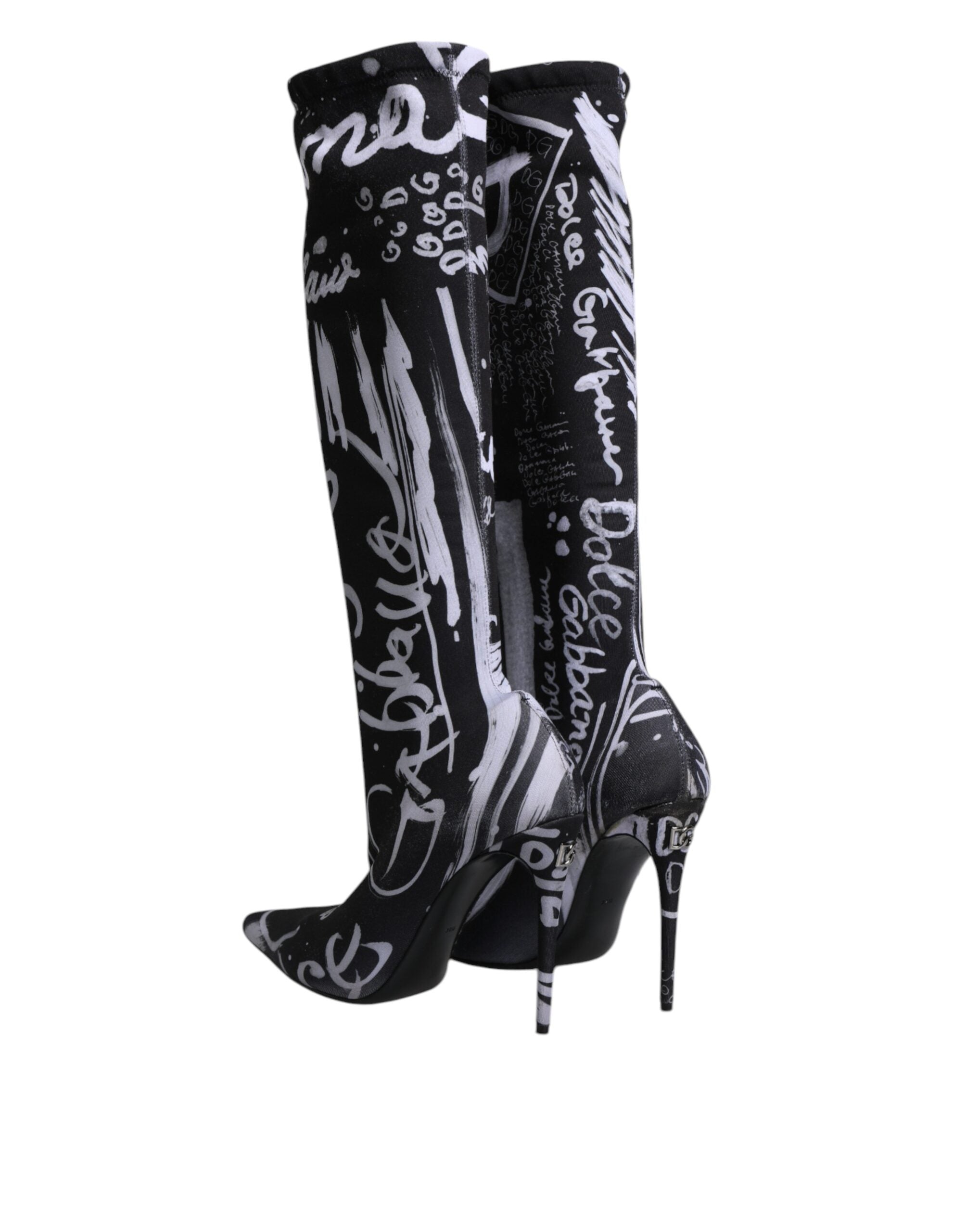 Dolce & Gabbana Black Logo Stretch Heels High Boots Shoes -   -  Dolce & Gabbana.