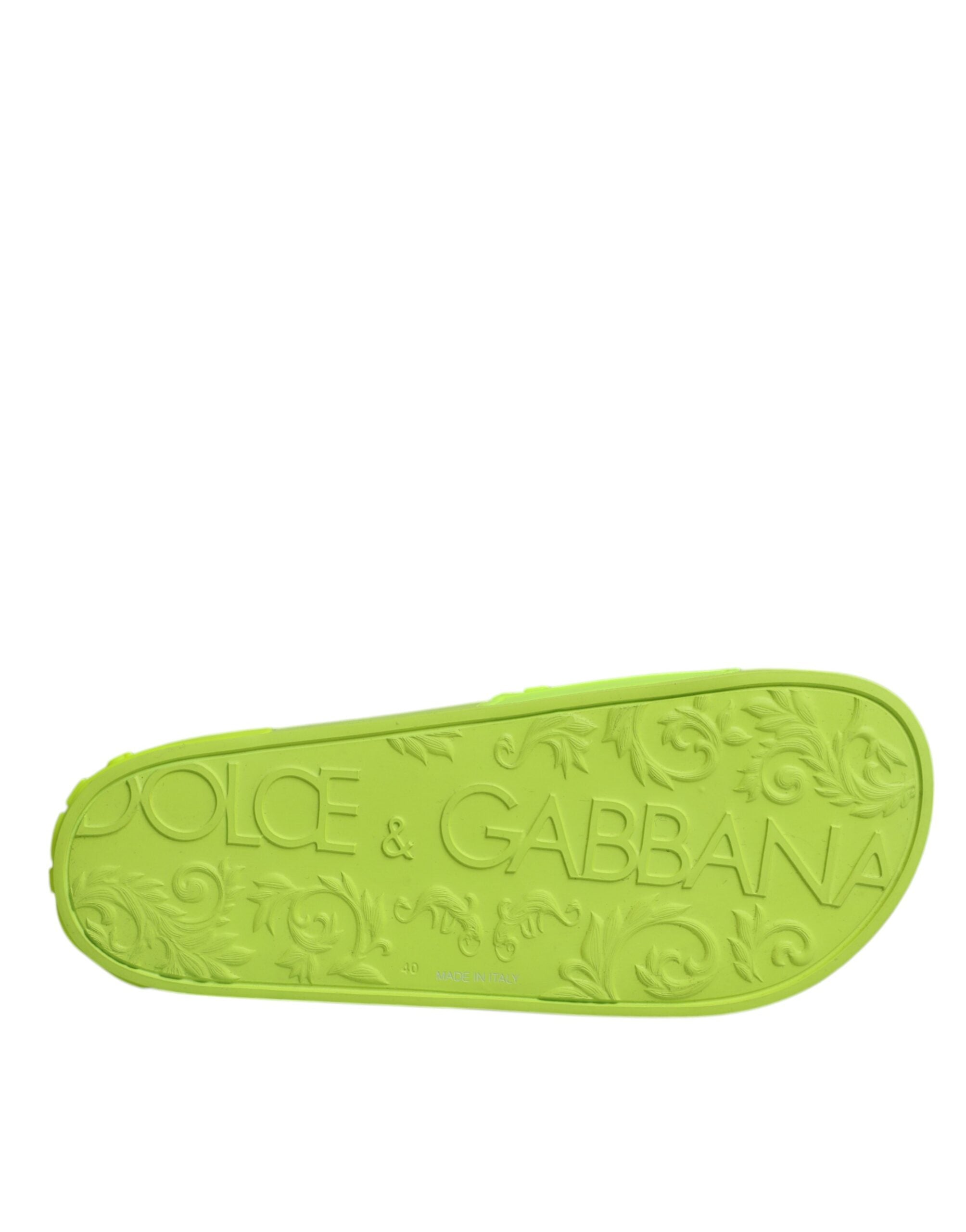 Dolce & Gabbana Green Rubber Slides Sandals Beachwear Shoes -   -  Dolce & Gabbana.