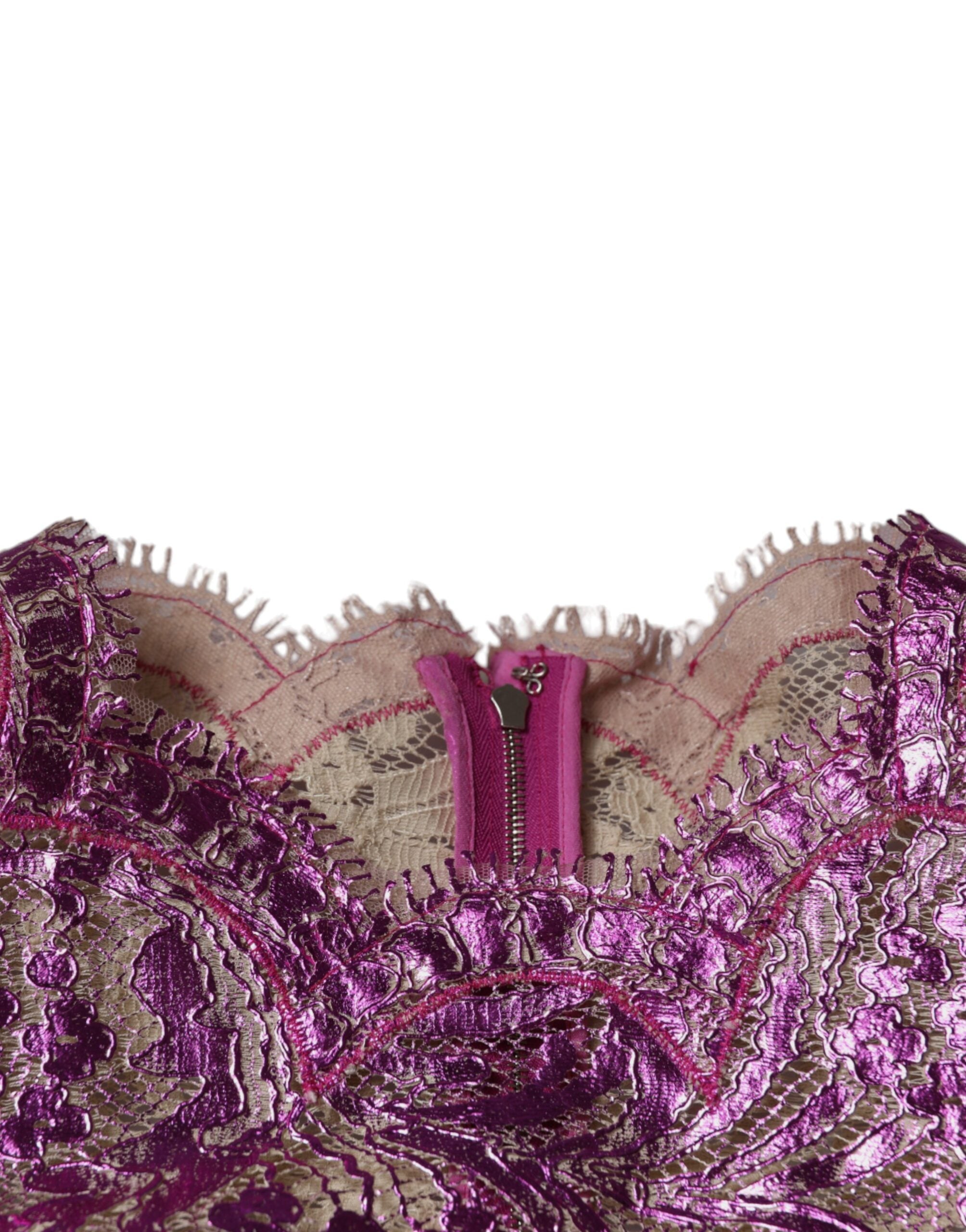 Dolce & Gabbana Metallic Fuchsia Floral Sheath Mini Dress -   -  Dolce & Gabbana.