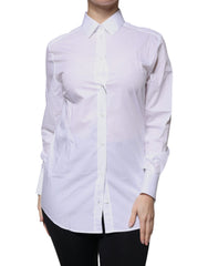 Dolce & Gabbana White Cotton Collared Long Sleeves Shirt Top -   -  Dolce & Gabbana.