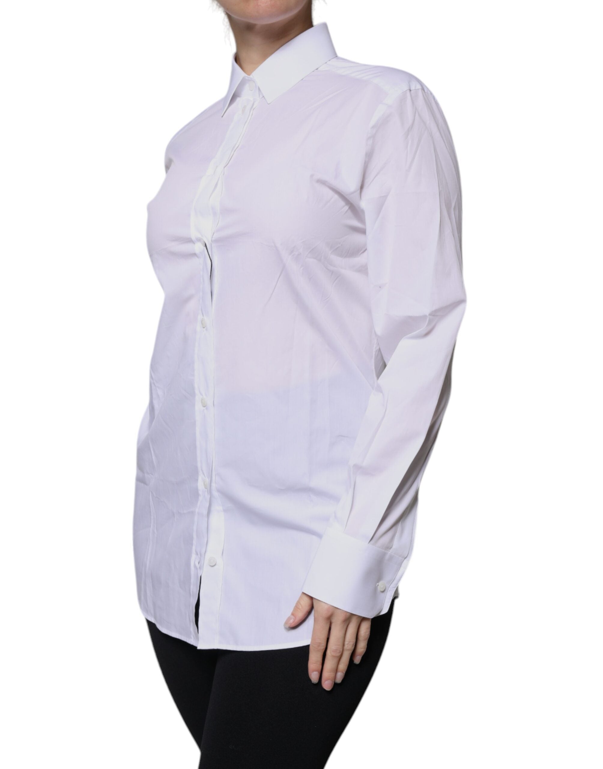 Dolce & Gabbana White Cotton Collared Long Sleeves Shirt Top -   -  Dolce & Gabbana.