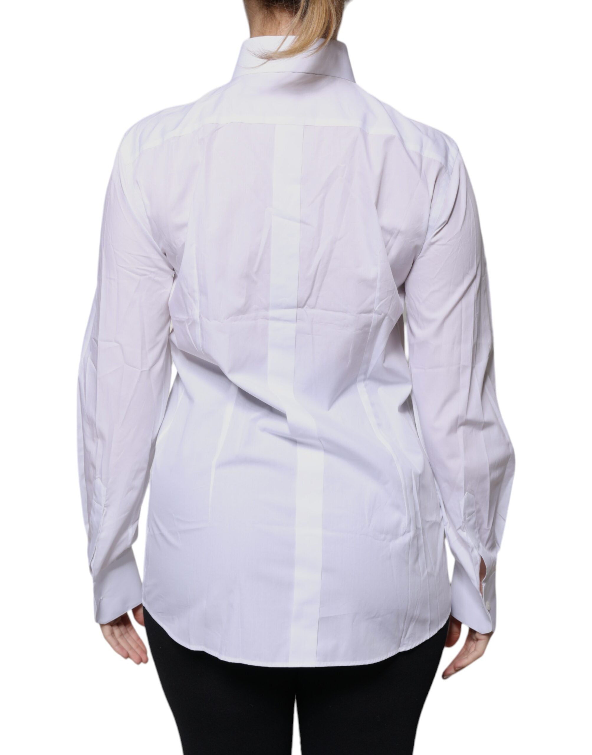 Dolce & Gabbana White Cotton Collared Long Sleeves Shirt Top -   -  Dolce & Gabbana.