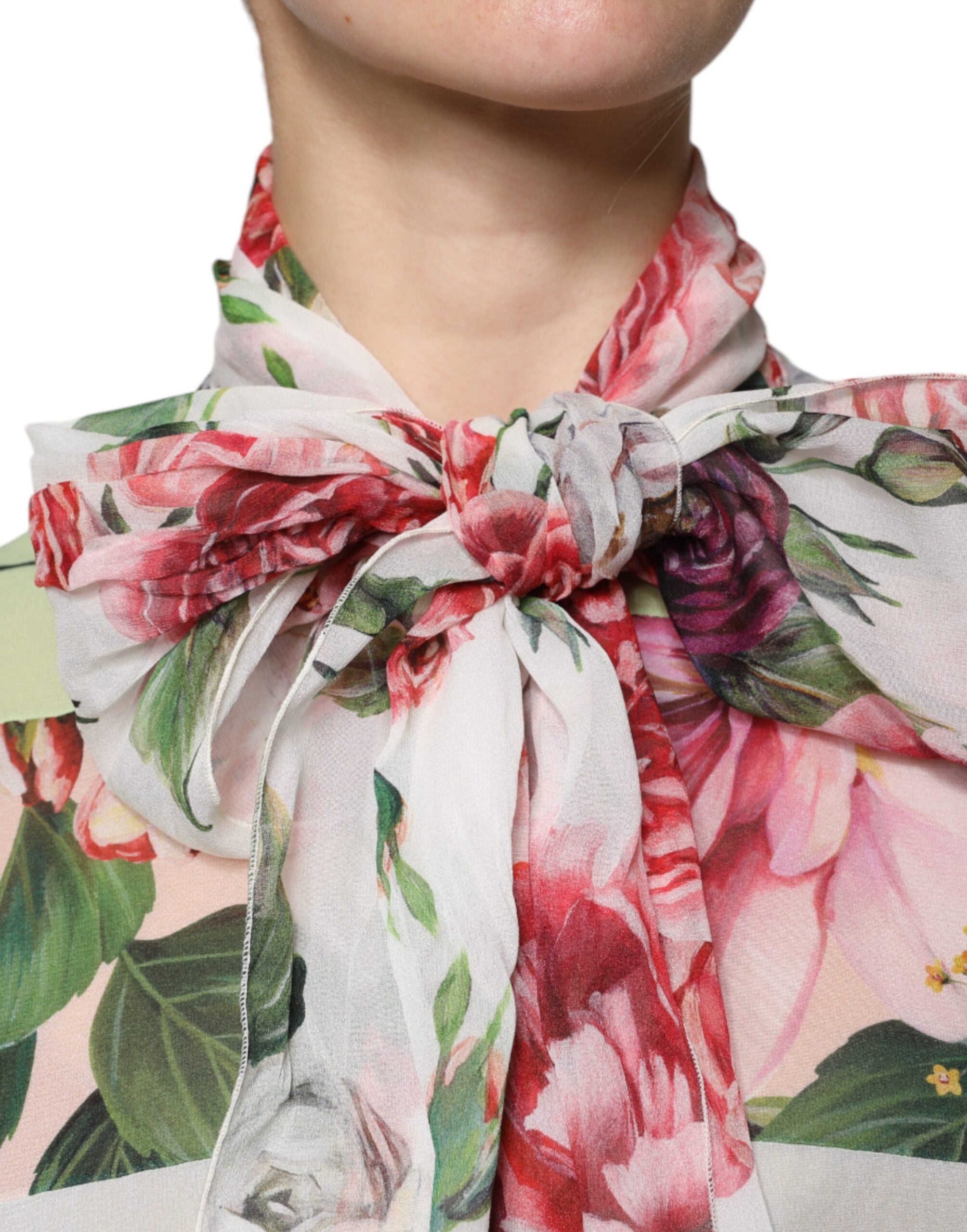 Dolce & Gabbana Multicolor Floral Patchwork Ascot Collar Top -   -  Dolce & Gabbana.