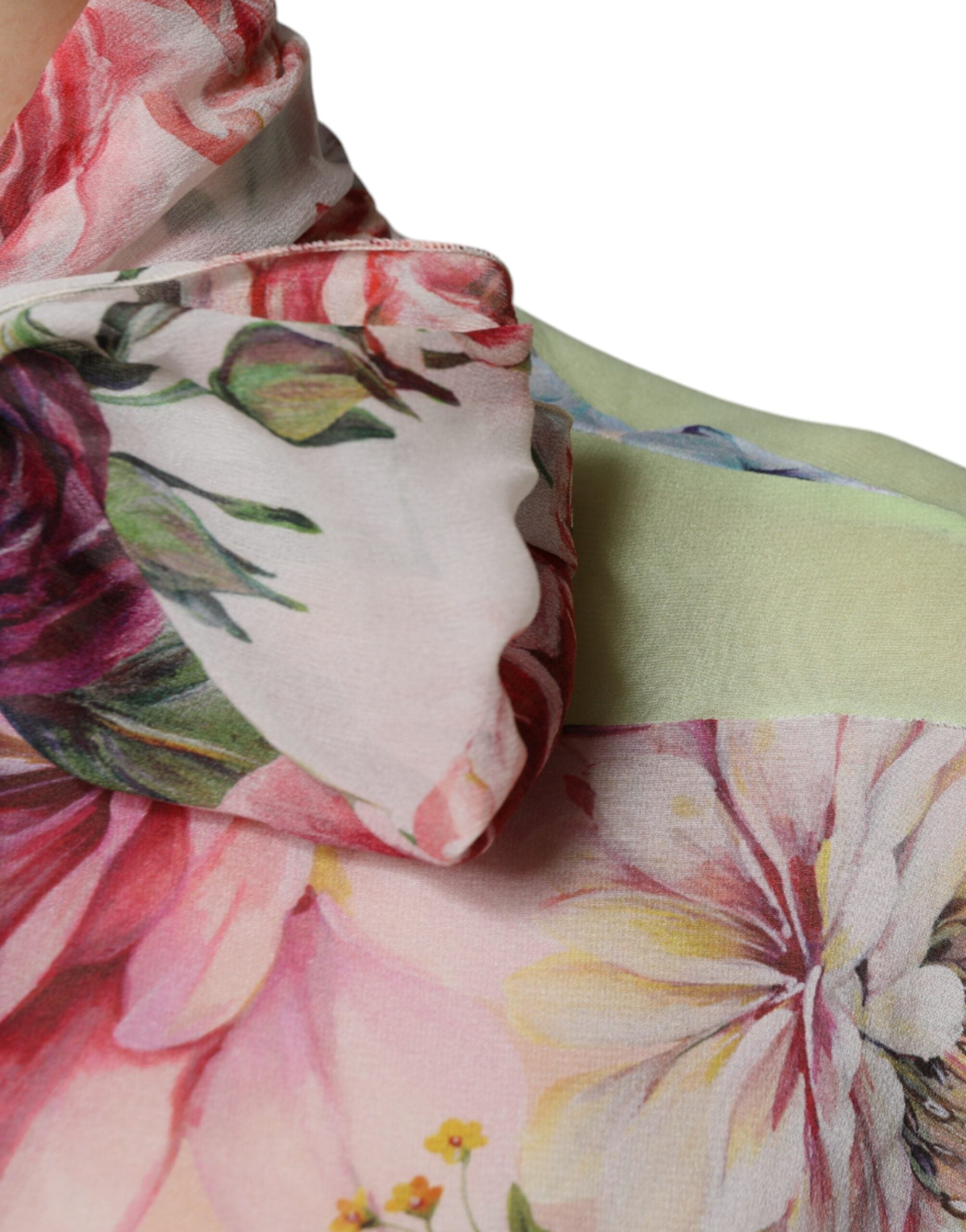 Dolce & Gabbana Multicolor Floral Patchwork Ascot Collar Top -   -  Dolce & Gabbana.