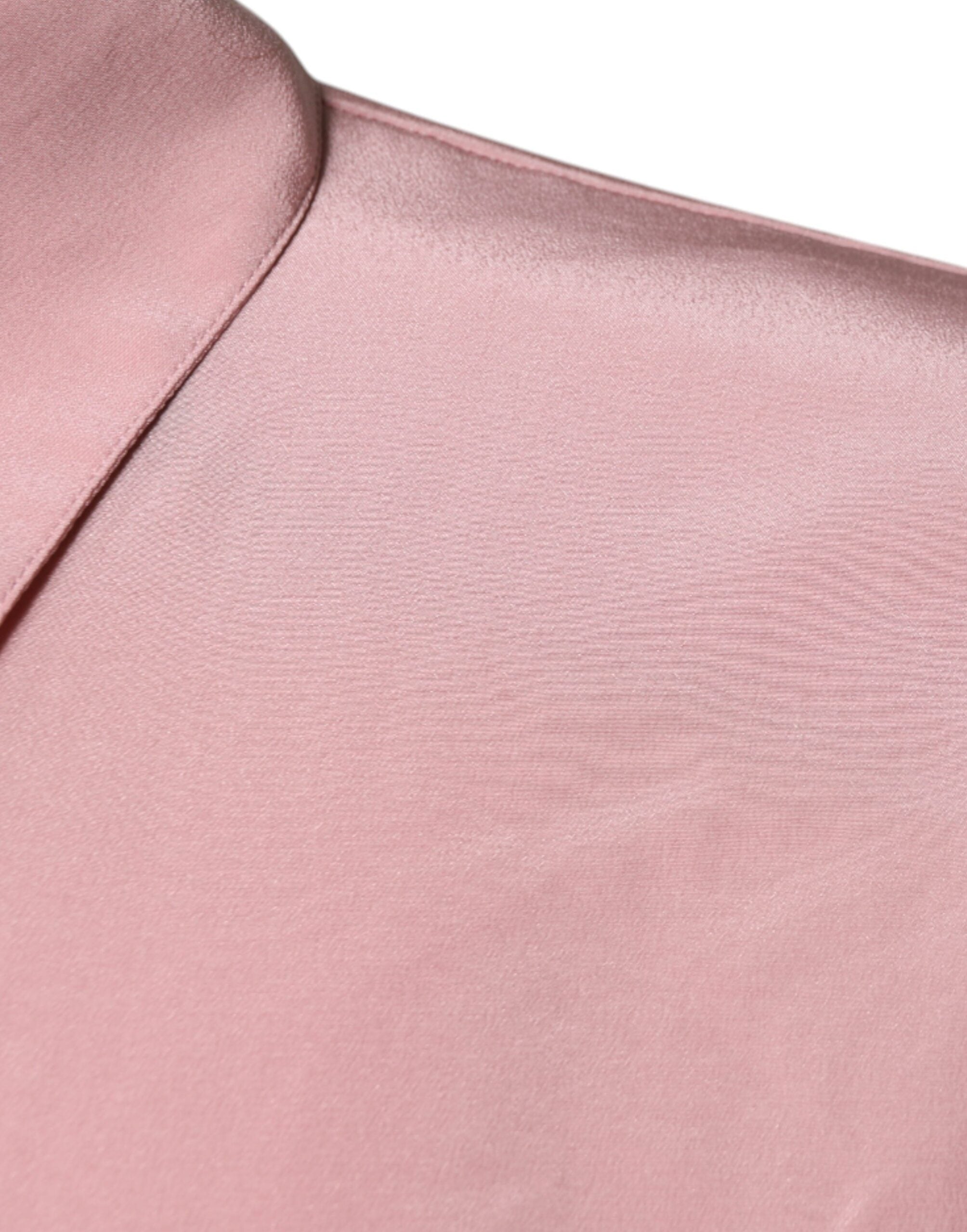 Dolce & Gabbana Pink Cotton Long Sleeves Collared Blouse Top -   -  Dolce & Gabbana.