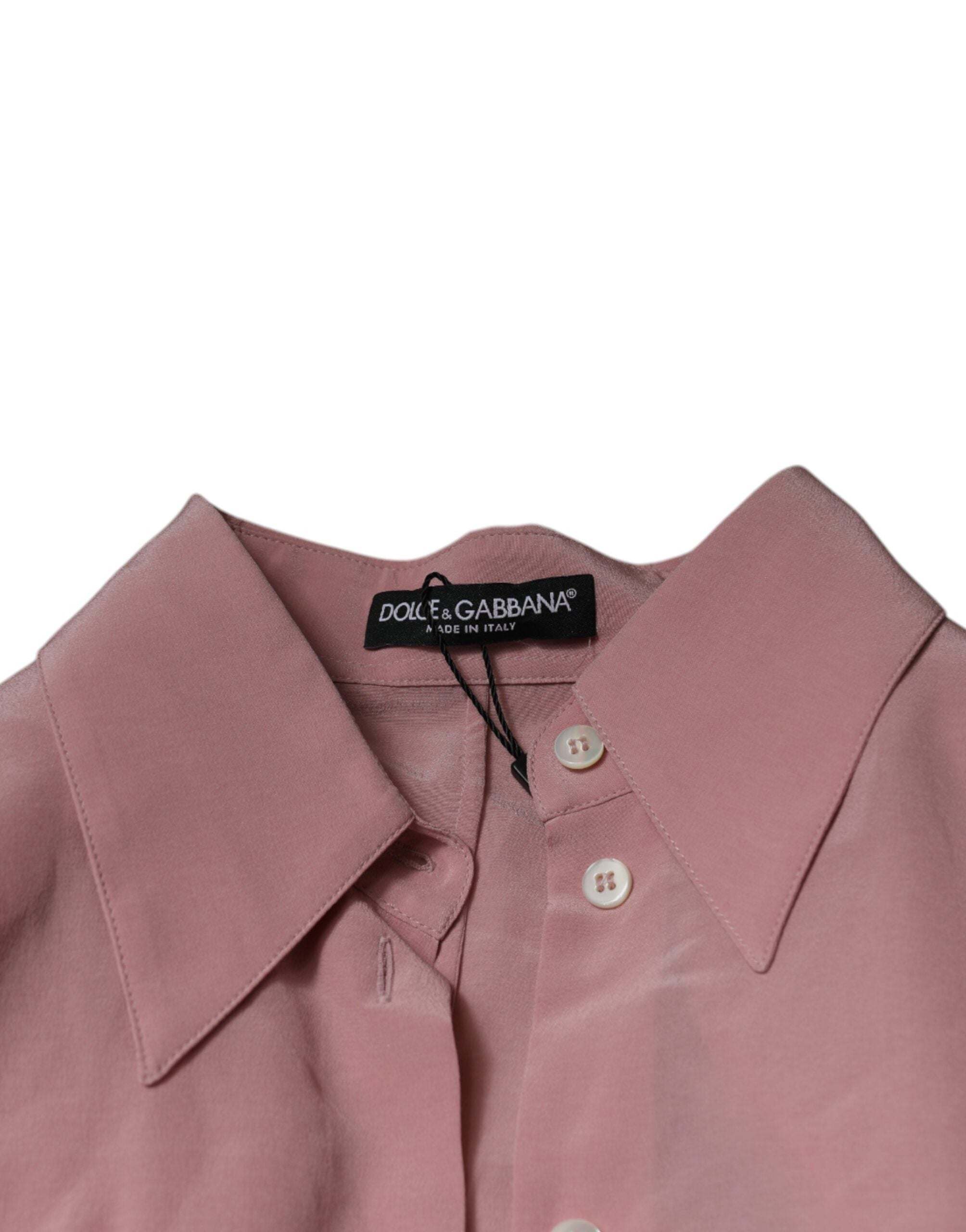 Dolce & Gabbana Pink Cotton Long Sleeves Collared Blouse Top -   -  Dolce & Gabbana.