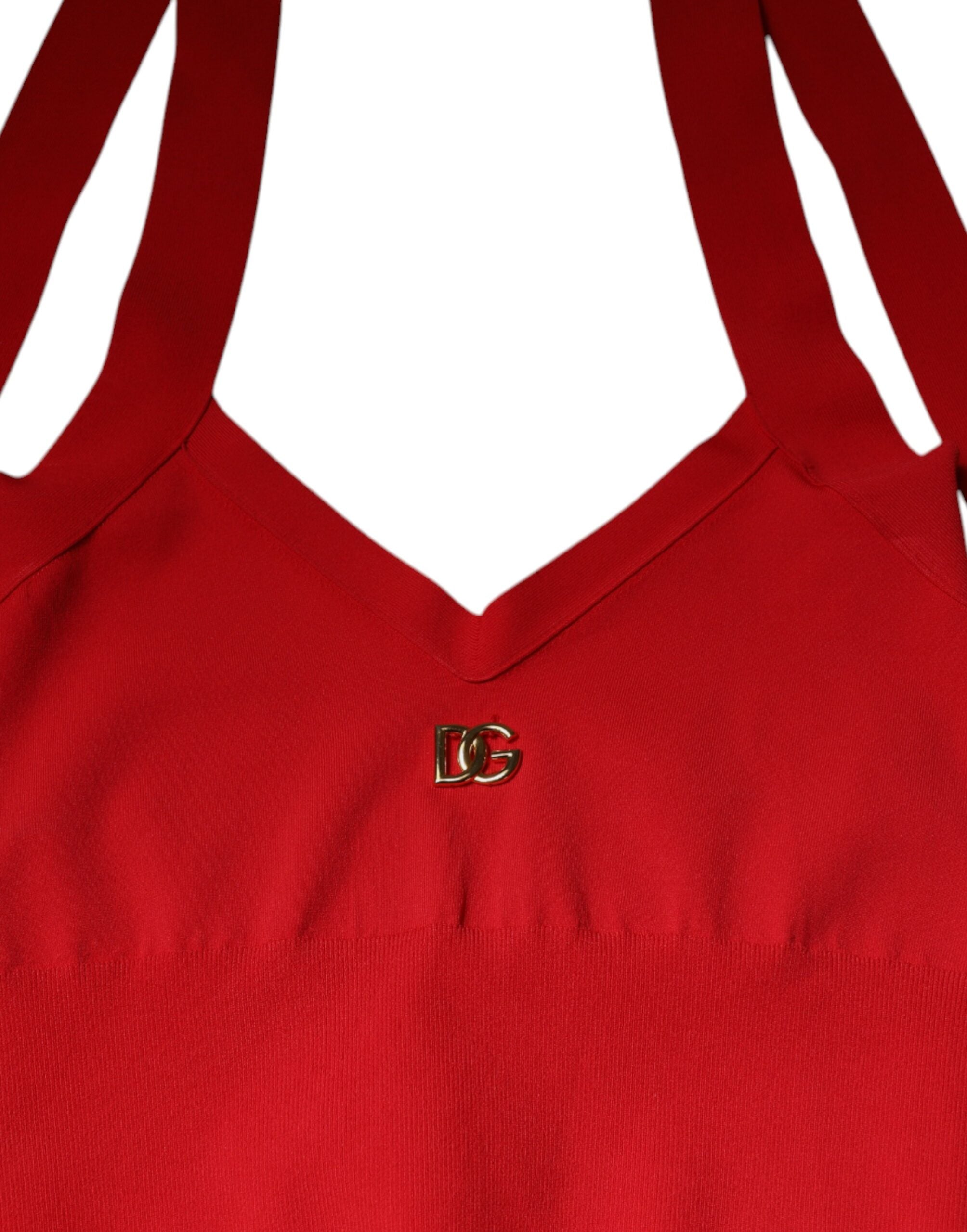 Dolce & Gabbana Red Viscose Sleeveless Halter Cropped Tank Top -   -  Dolce & Gabbana.