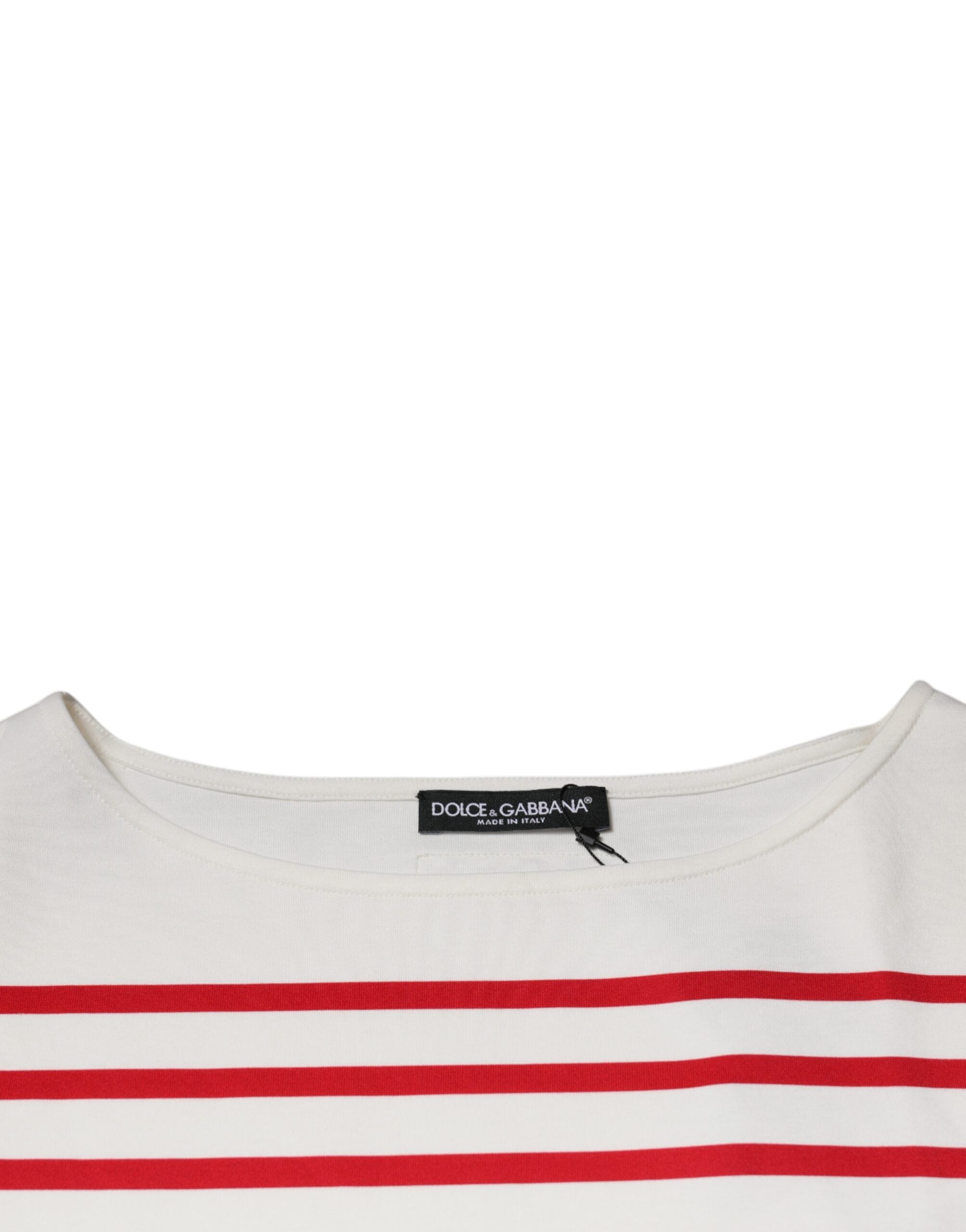 Dolce & Gabbana White Red Stripes Cotton Long Sleeves Top -   -  Dolce & Gabbana.