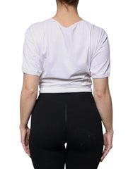Dolce & Gabbana White Cotton Silk Round Neck Wrap Blouse Top -   -  Dolce & Gabbana.