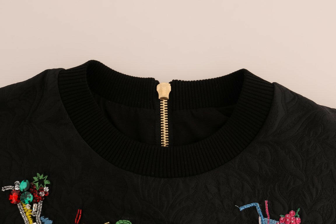 Dolce & Gabbana Black Brocade Cocktail Crystal Sweater -   -  Dolce & Gabbana.