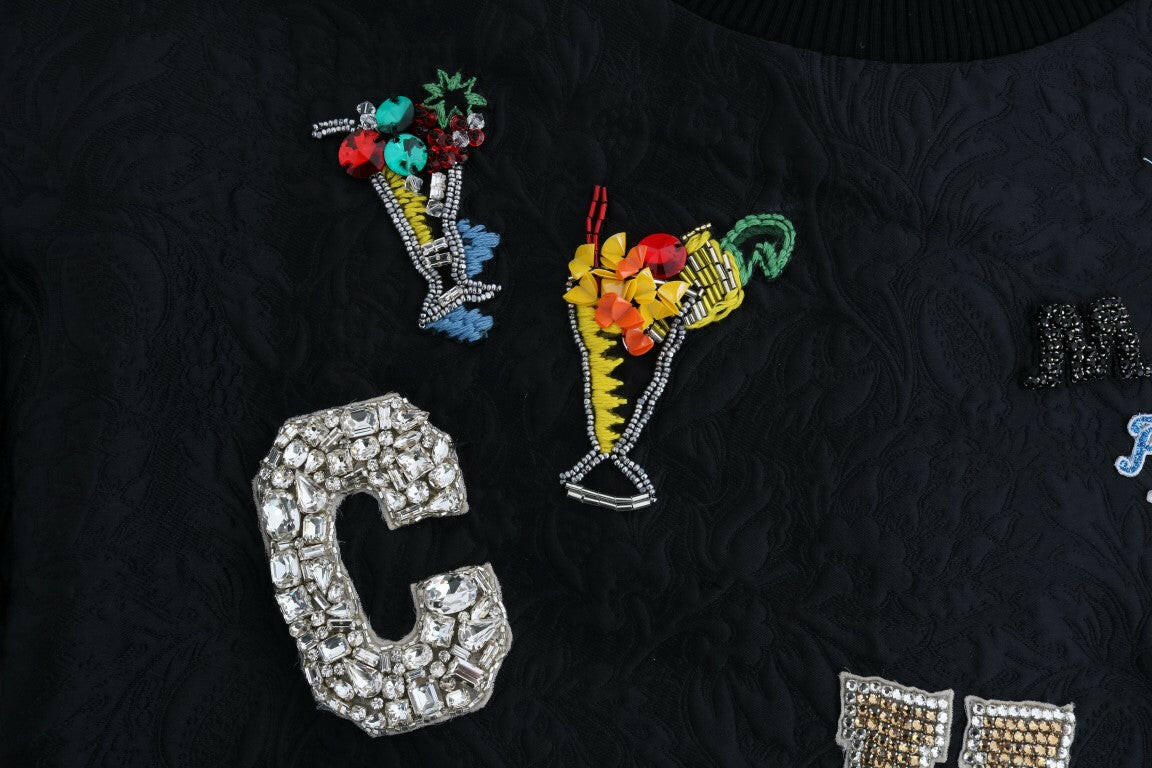 Dolce & Gabbana Black Brocade Cocktail Crystal Sweater -   -  Dolce & Gabbana.