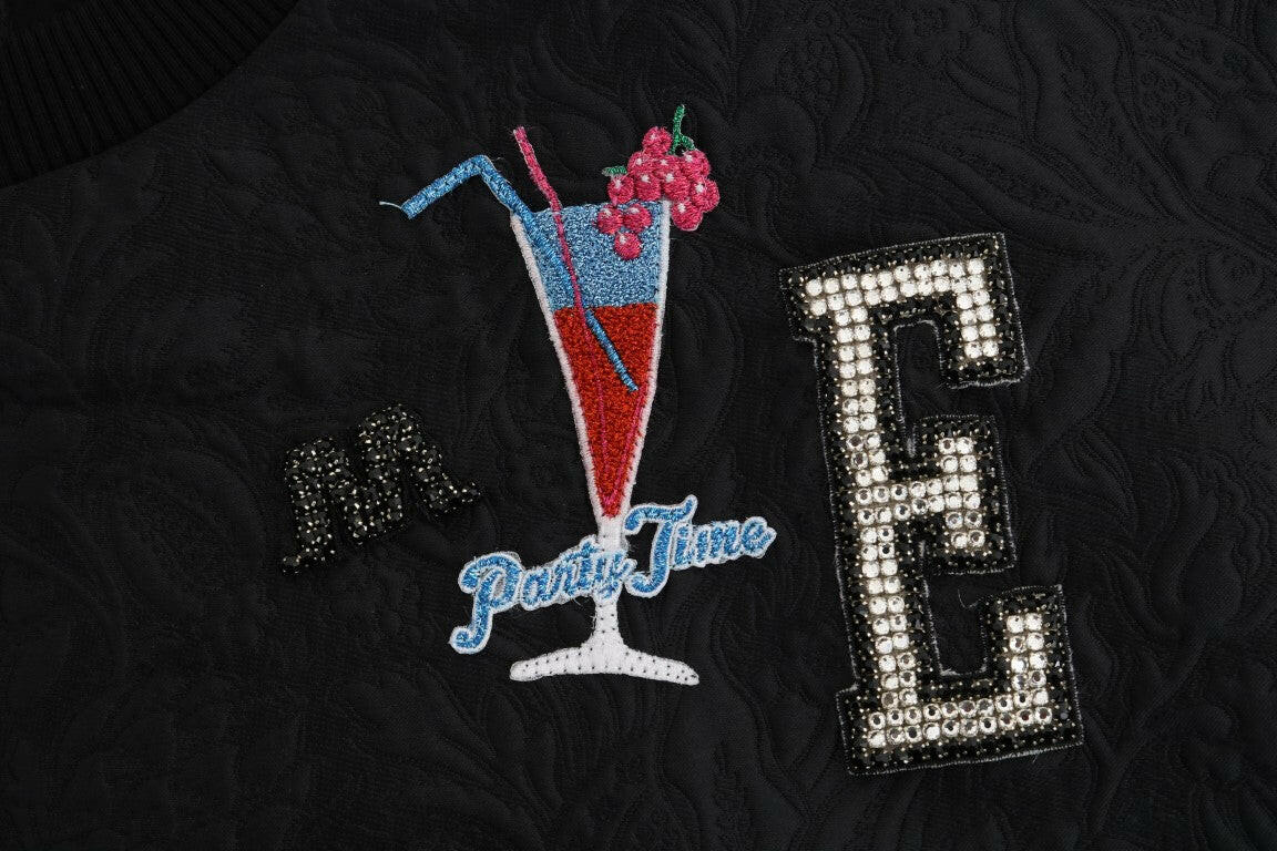 Dolce & Gabbana Black Brocade Cocktail Crystal Sweater -   -  Dolce & Gabbana.
